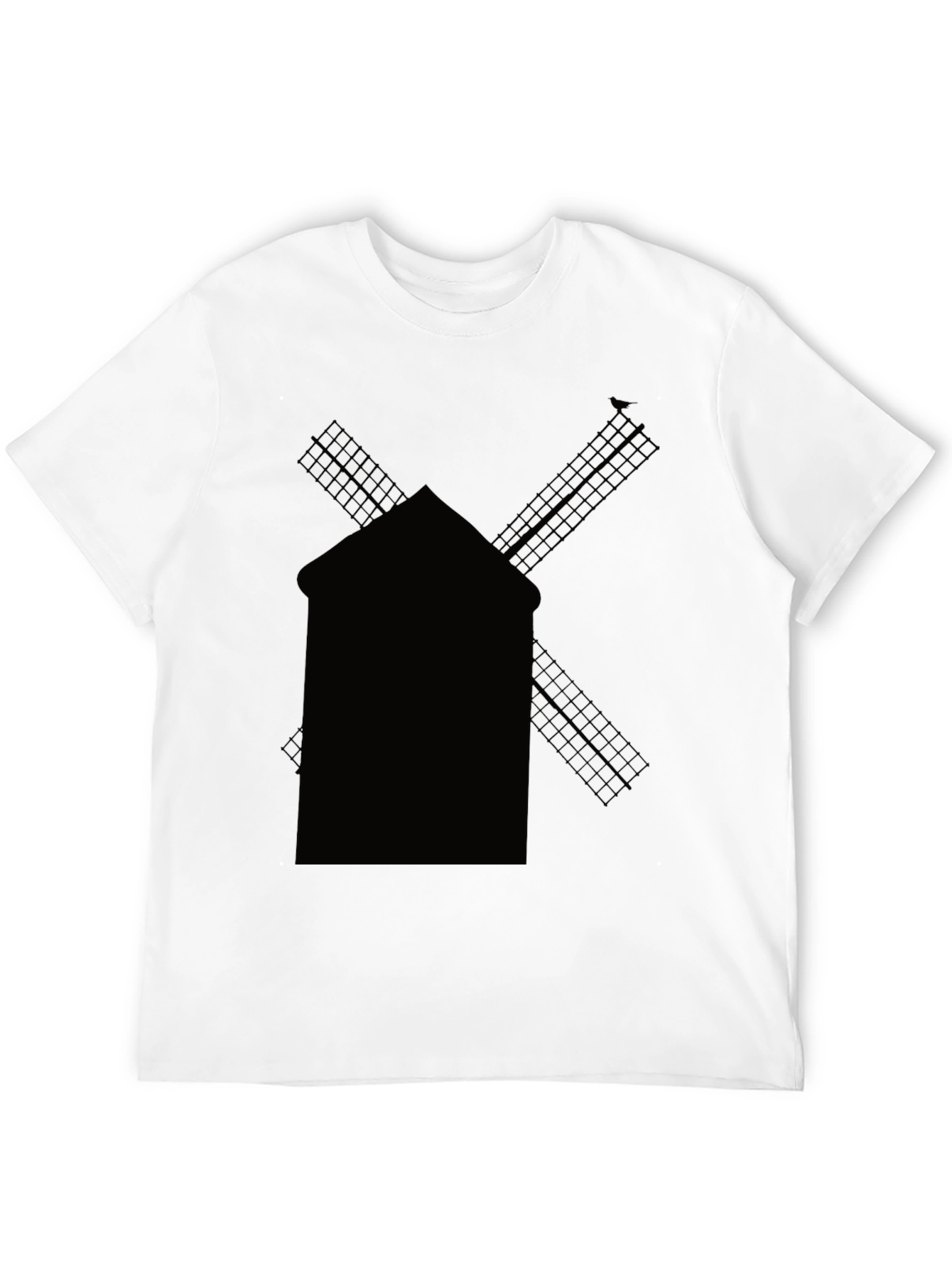 Black Windmill Graphic Tee - Casual Cotton Shirt