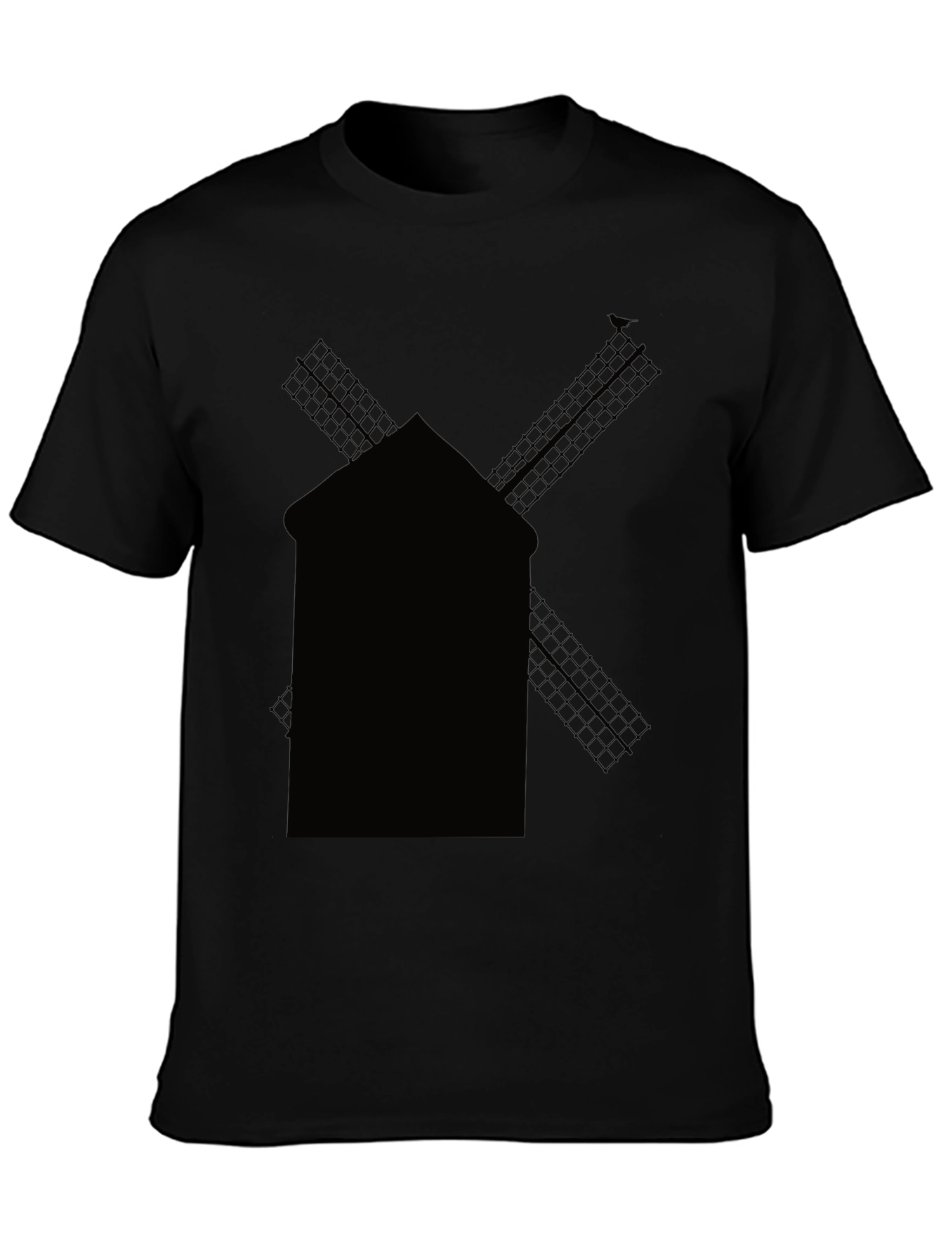 Black Windmill Graphic Tee - Casual Cotton Shirt