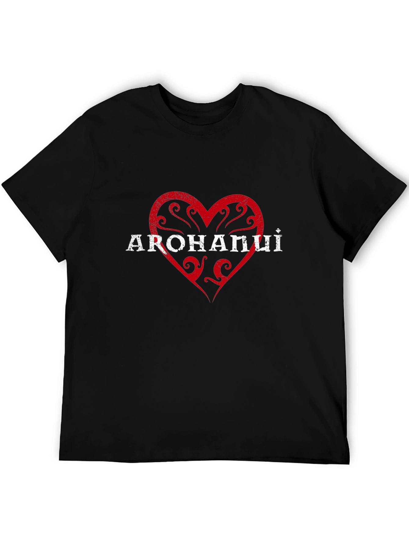 Arohanui Maori Love Heart Black T-Shirt