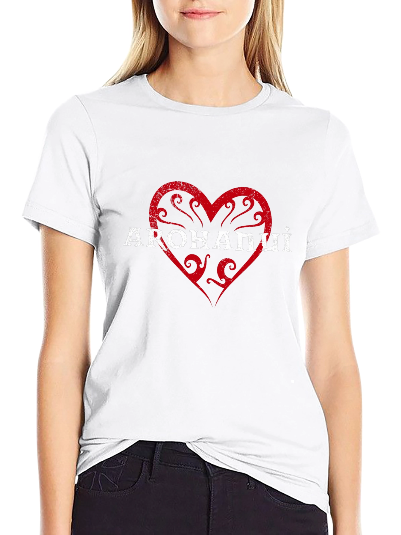Arohanui Maori Love Heart Black T-Shirt
