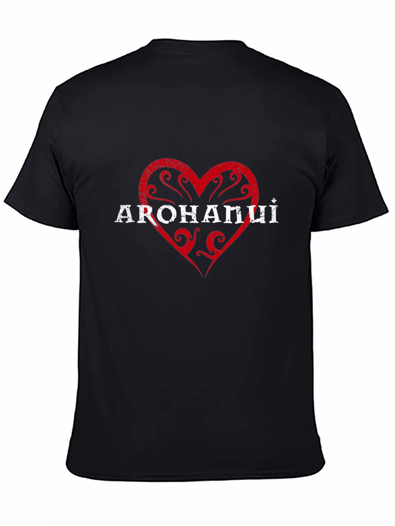 Arohanui Maori Love Heart Black T-Shirt