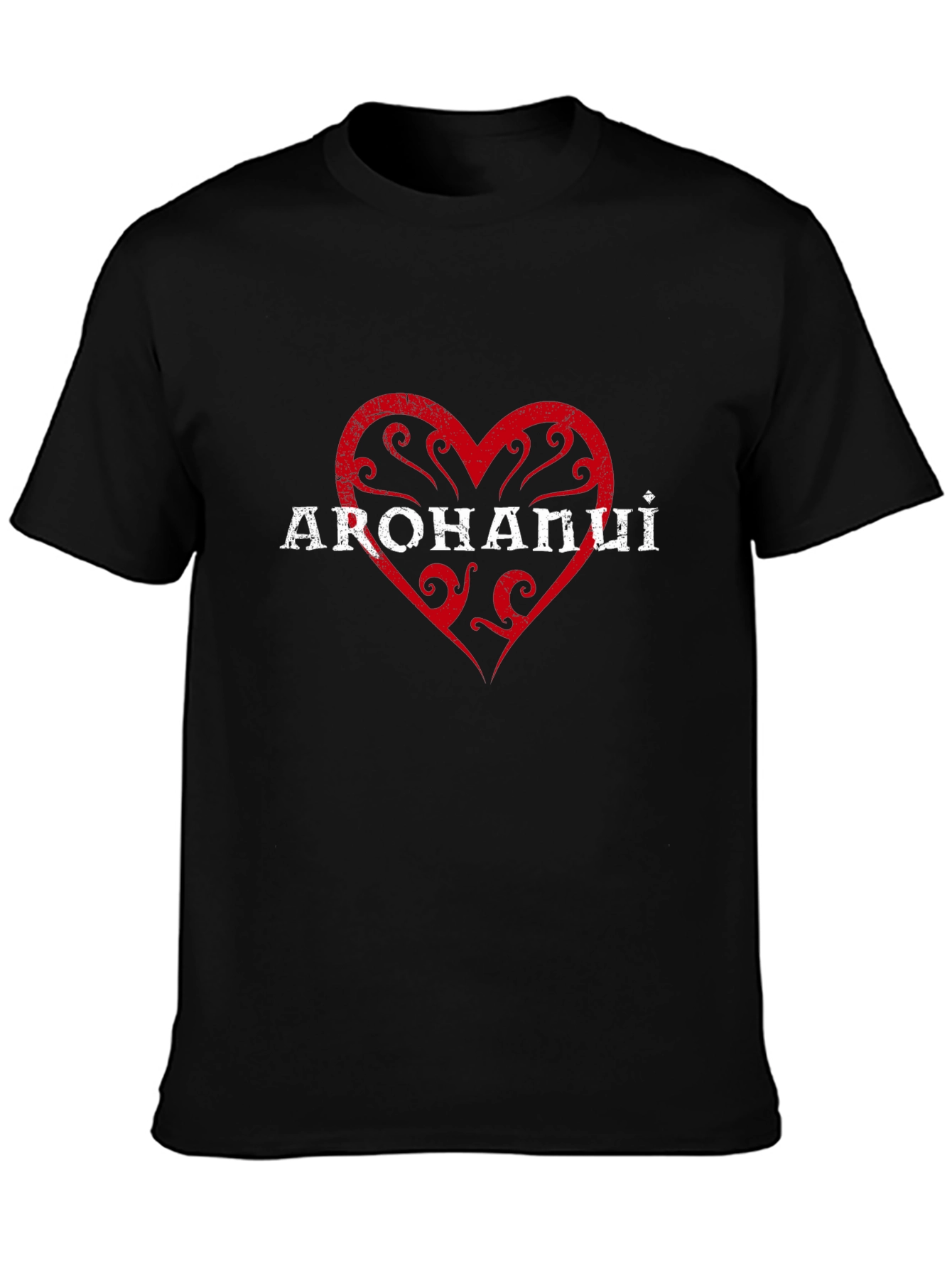 Arohanui Maori Love Heart Black T-Shirt
