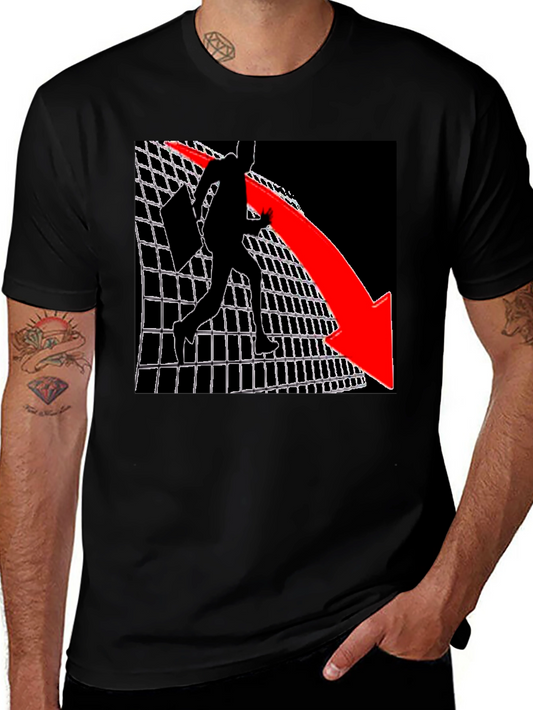 Graphic Tee - Man on Grid with Red Arrow