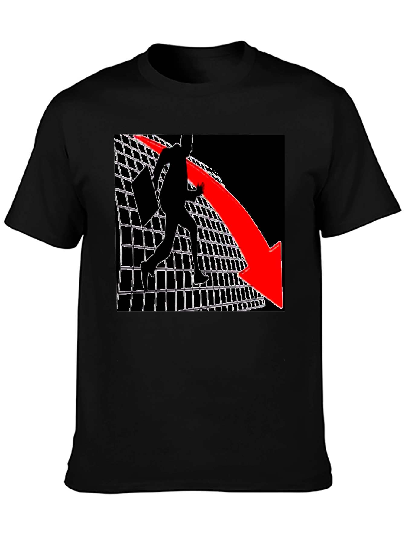 Graphic Tee - Man on Grid with Red Arrow