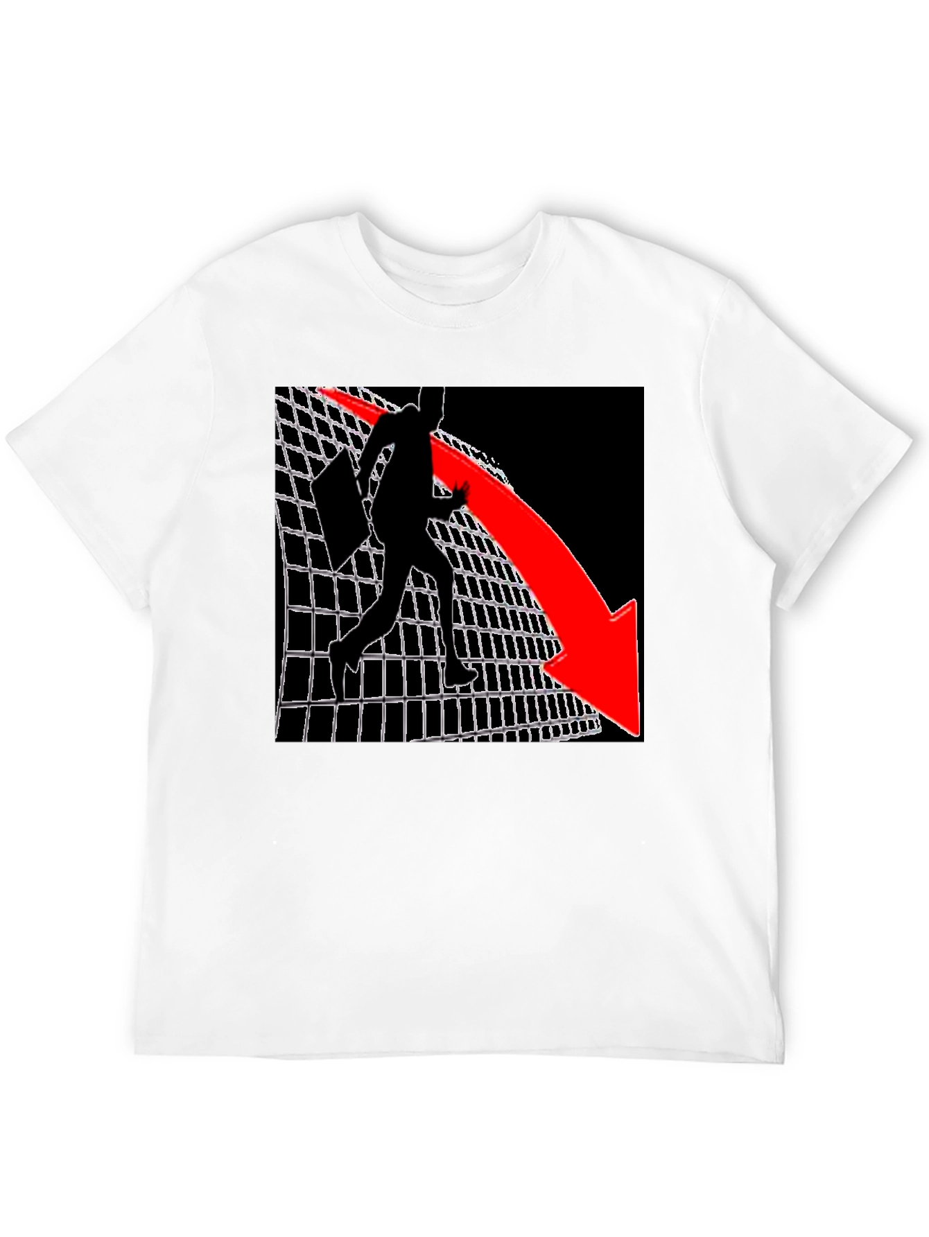 Graphic Tee - Man on Grid with Red Arrow
