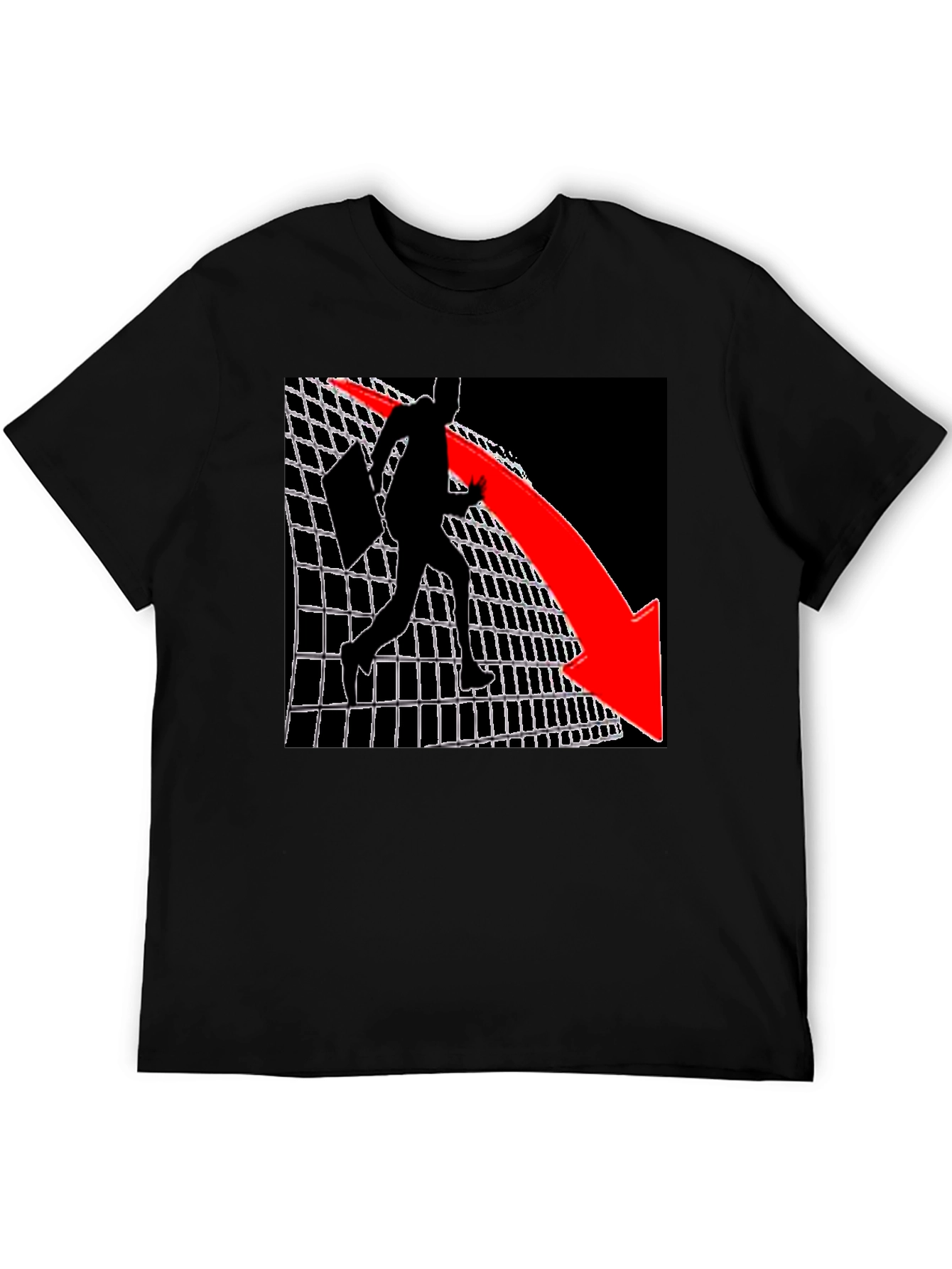 Graphic Tee - Man on Grid with Red Arrow