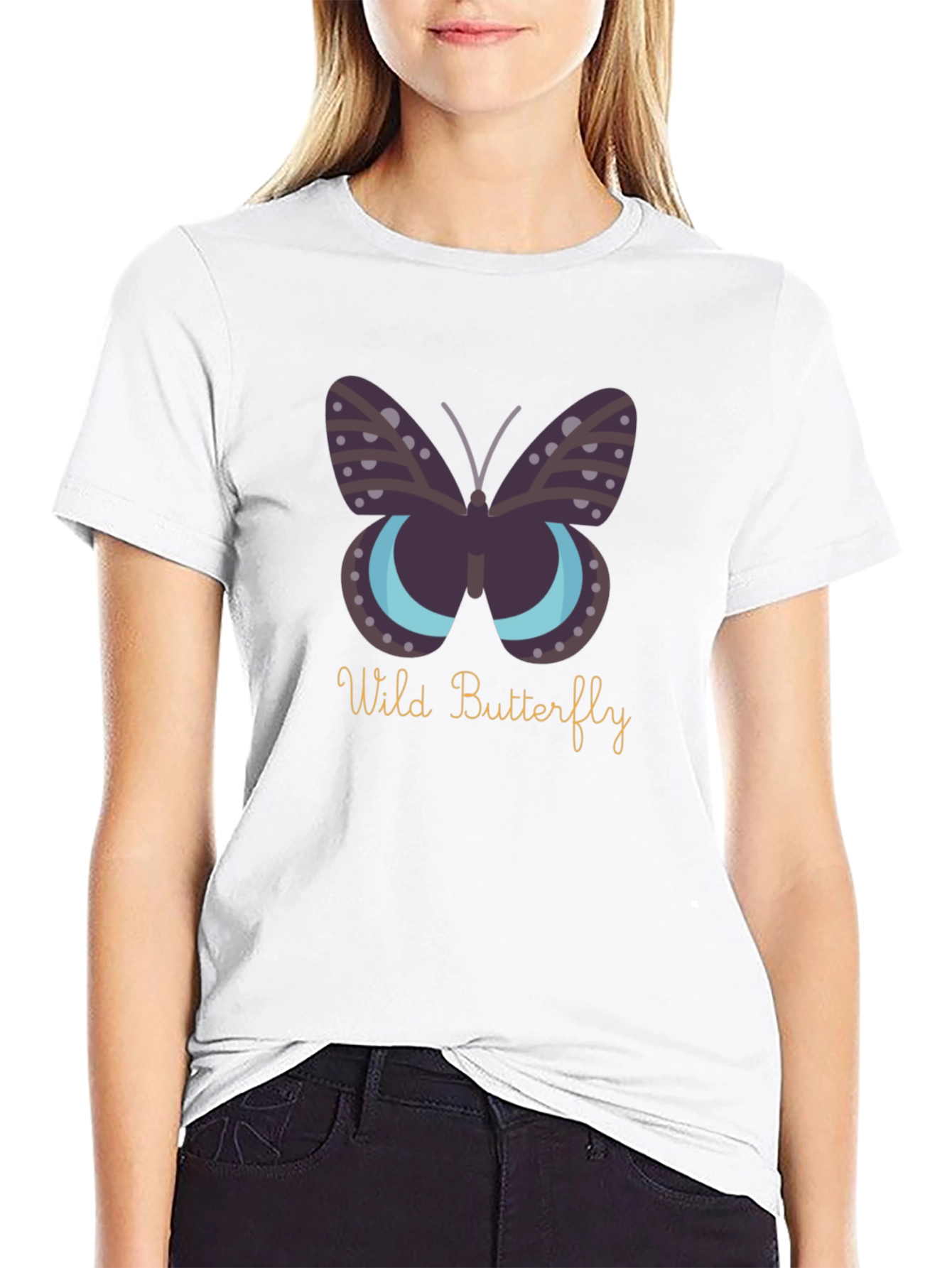 Wild Butterfly Graphic Tee - Premium Black Cotton
