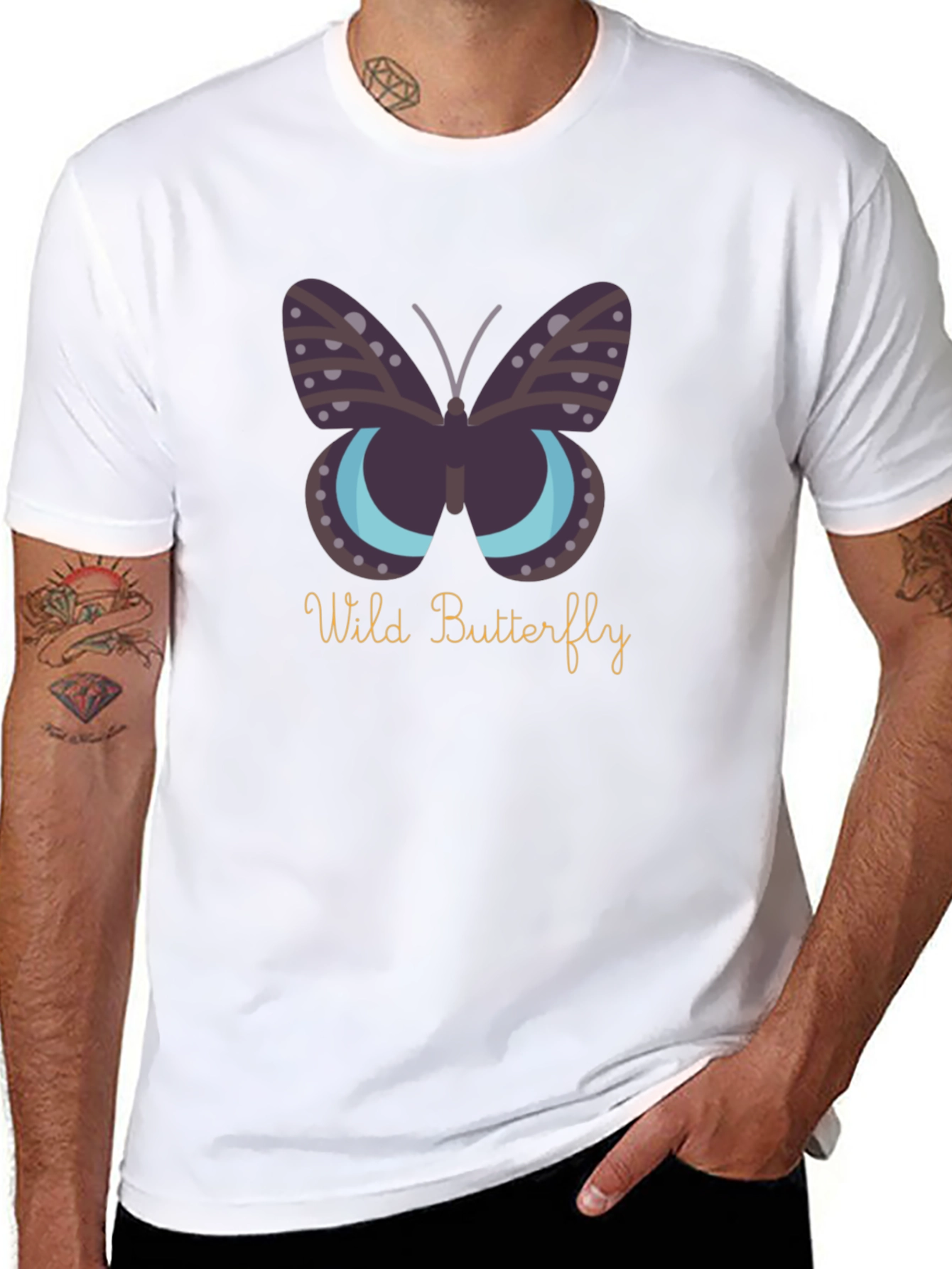 Wild Butterfly Graphic Tee - Premium Black Cotton