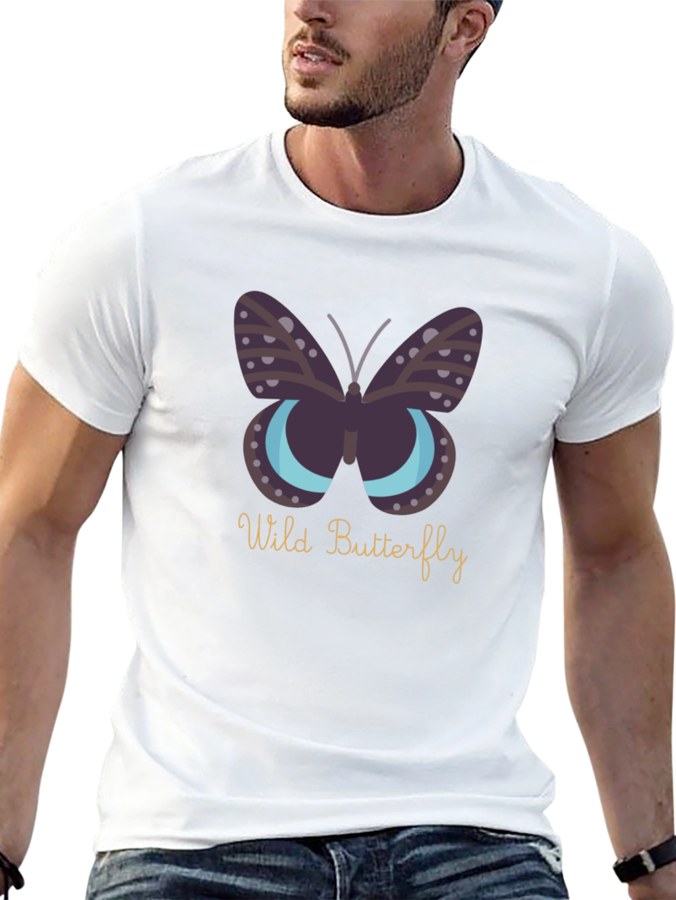 Wild Butterfly Graphic Tee - Premium Black Cotton