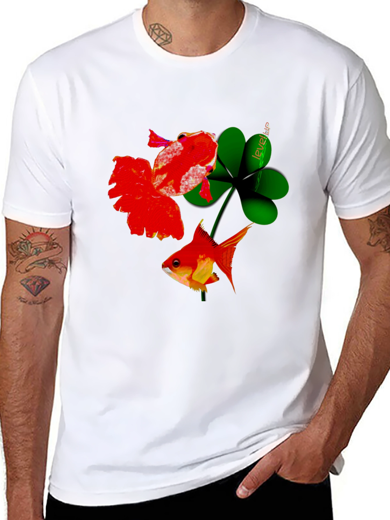 Lucky Goldfish Graphic Tee - Black Cotton T-Shirt