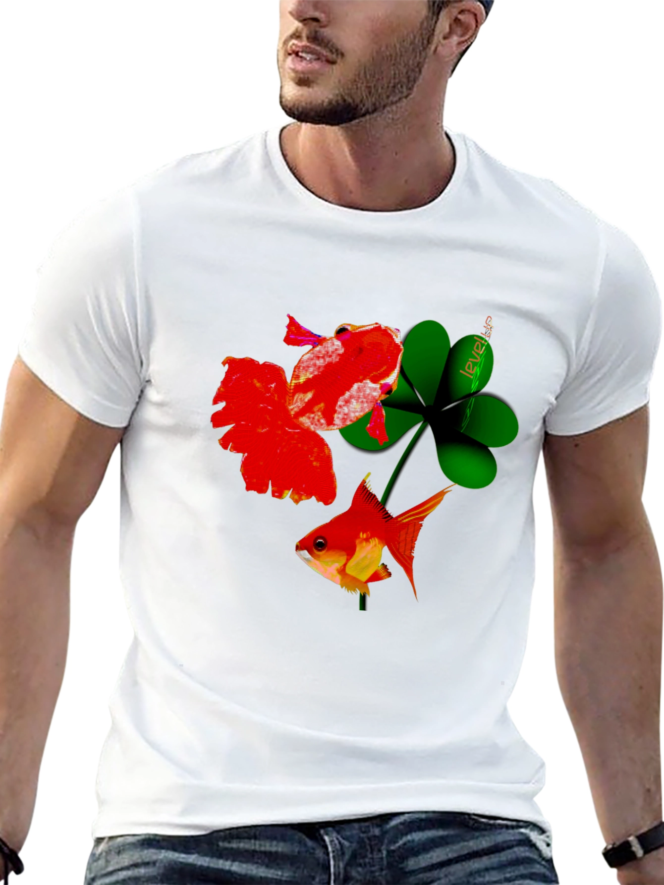 Lucky Goldfish Graphic Tee - Black Cotton T-Shirt