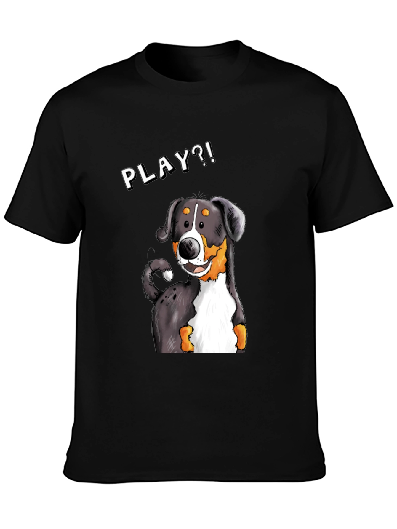 Playful Dog Graphic Tee - Black
