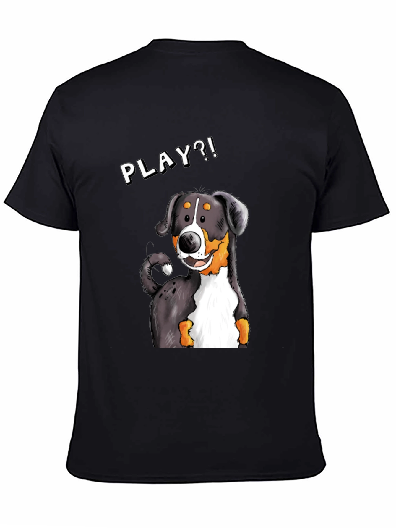 Playful Dog Graphic Tee - Black