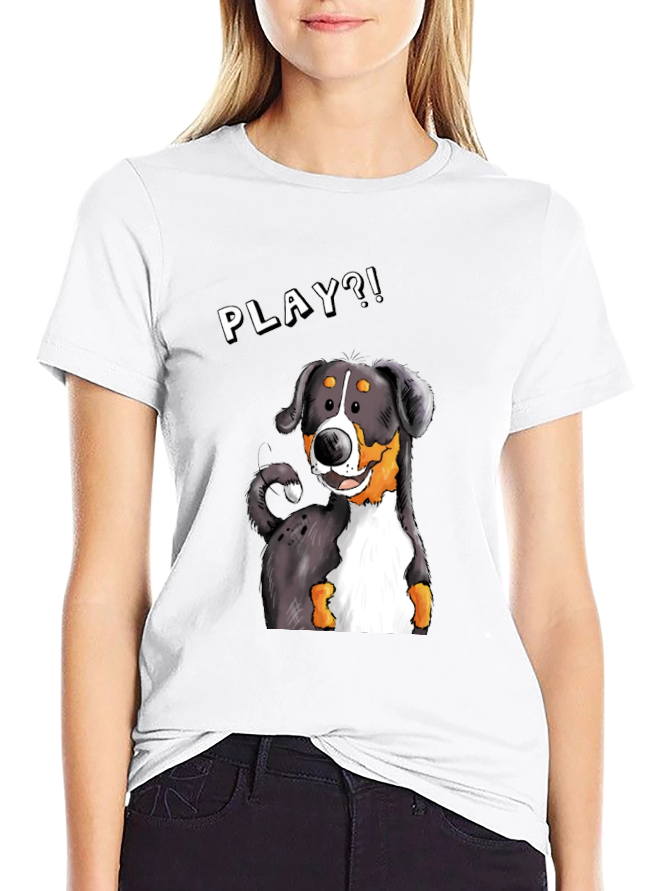 Playful Dog Graphic Tee - Black