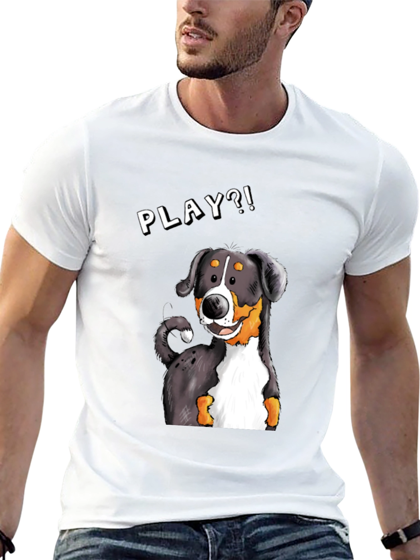 Playful Dog Graphic Tee - Black