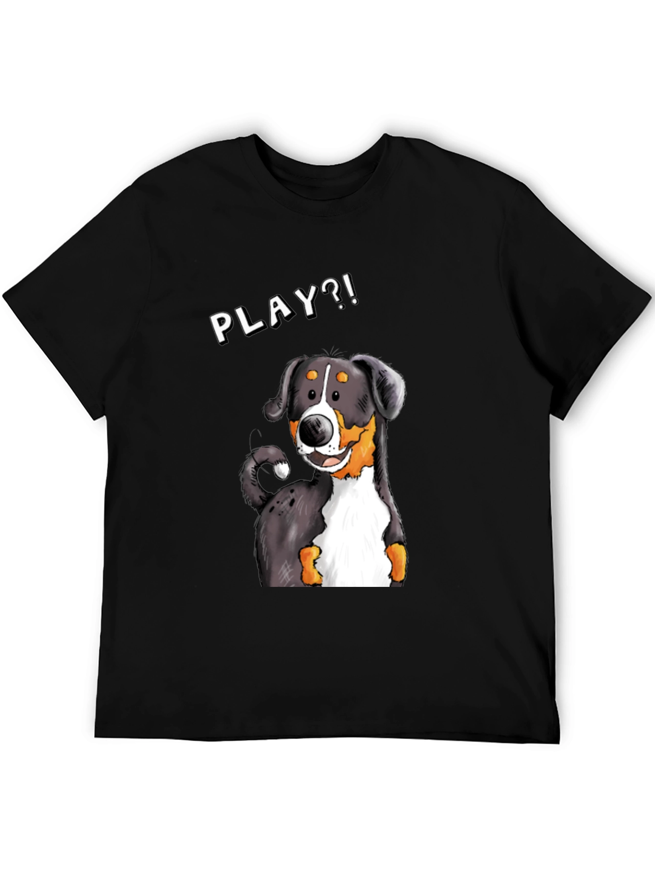 Playful Dog Graphic Tee - Black