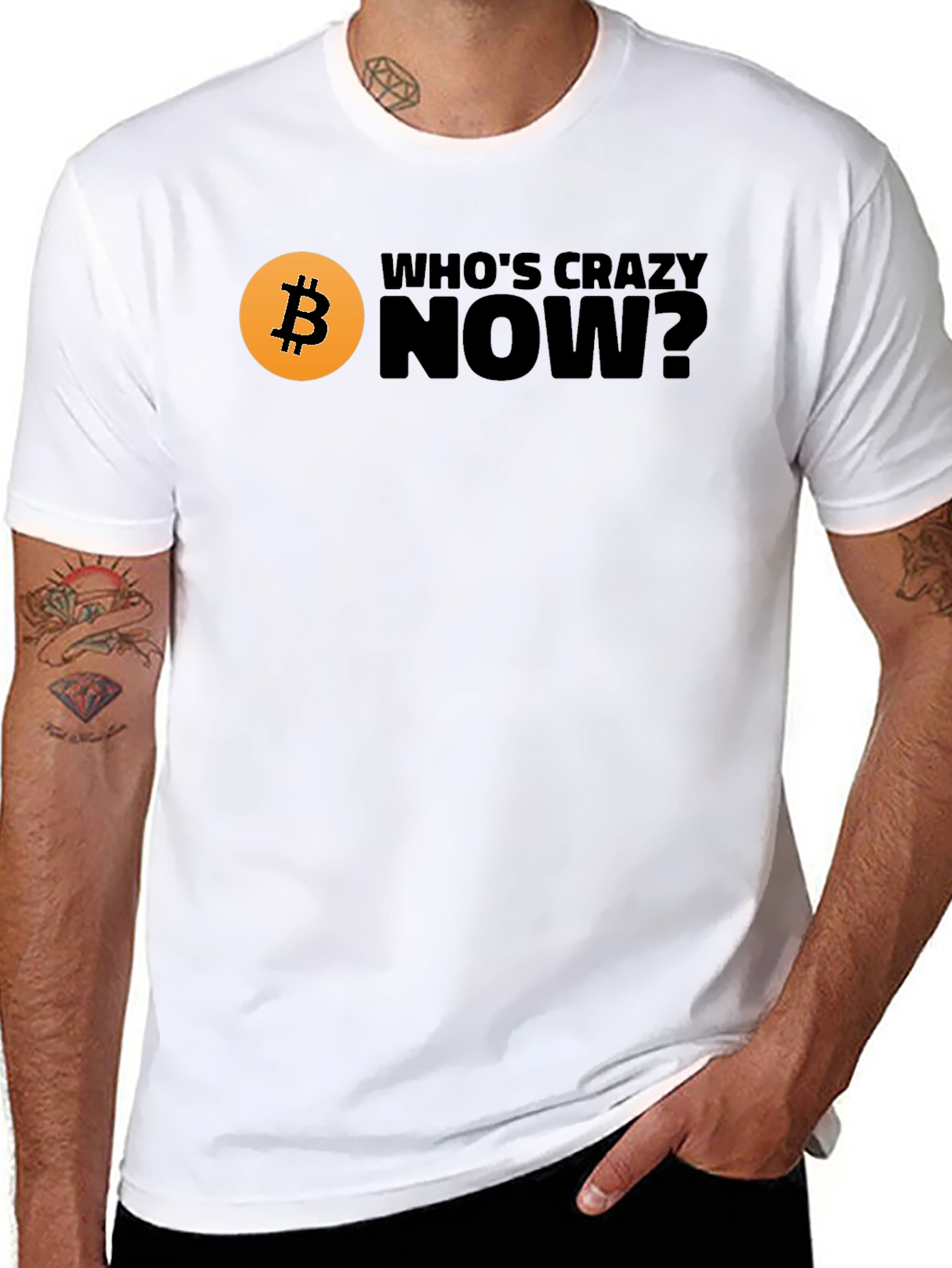 Bitcoin T-Shirt - Whos Crazy Now? Black Tee