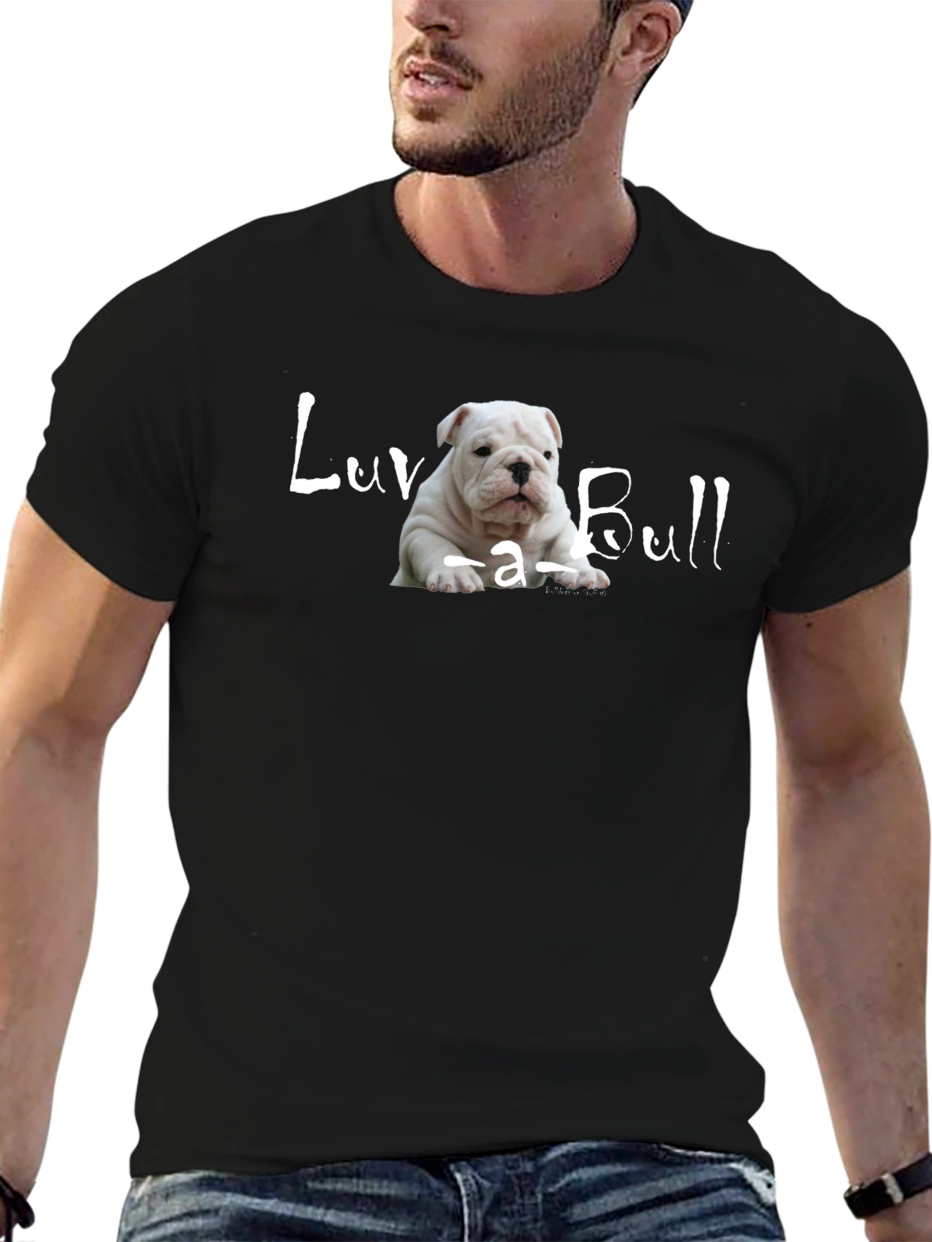 Luv-a-Bull Bulldog Puppy Black T-Shirt