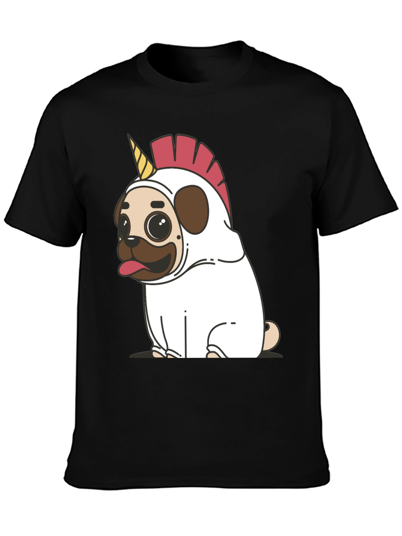 Unicorn Pug Graphic Tee - Black