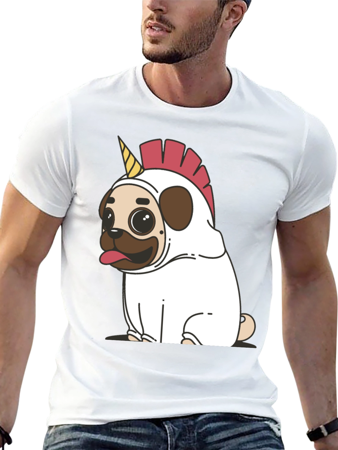 Unicorn Pug Graphic Tee - Black