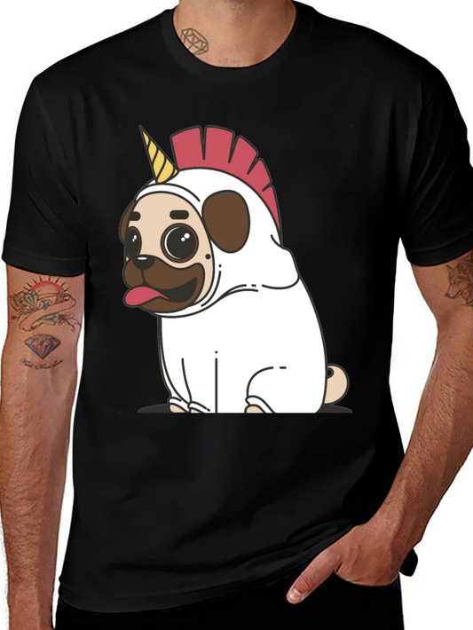Unicorn Pug Graphic Tee - Black