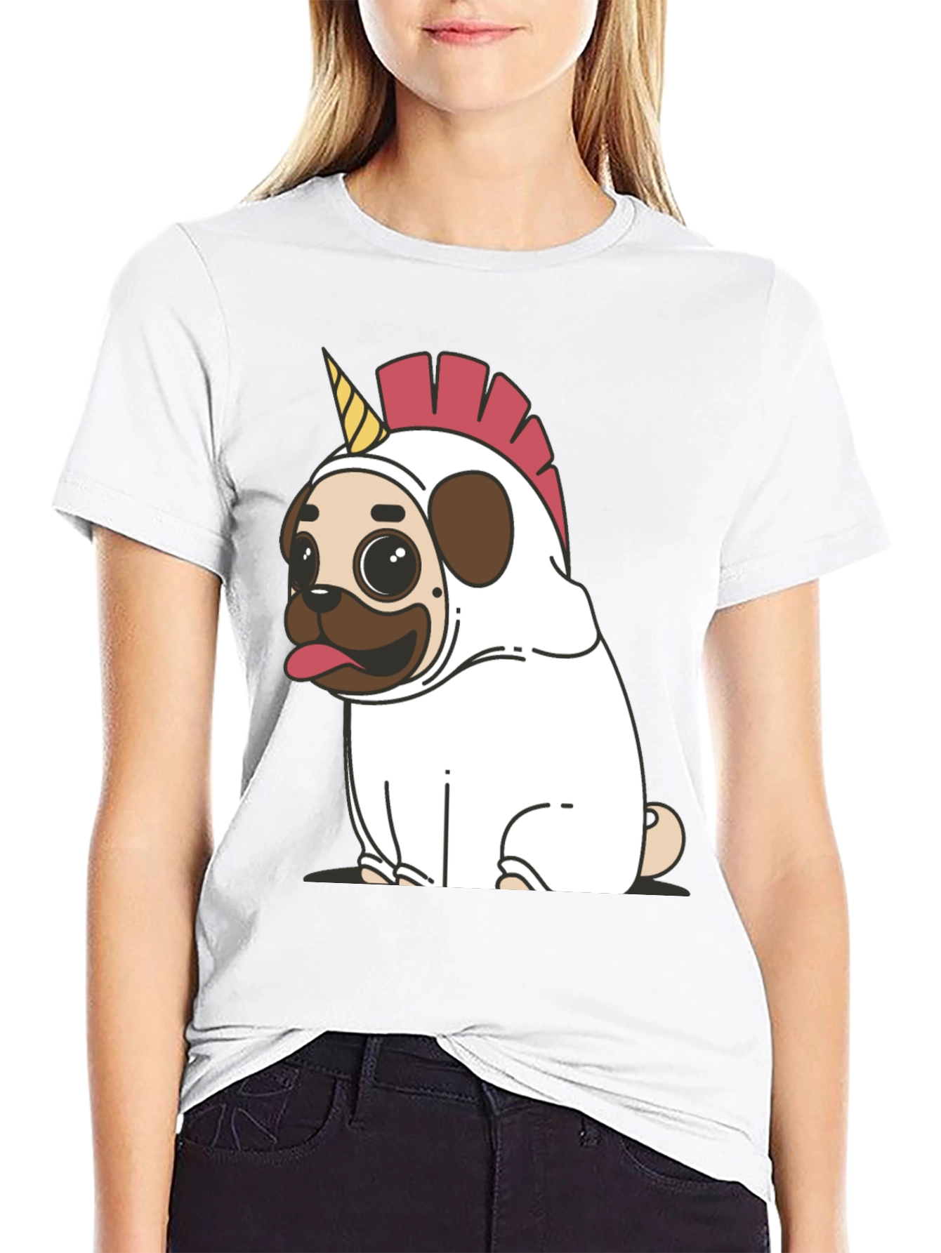 Unicorn Pug Graphic Tee - Black