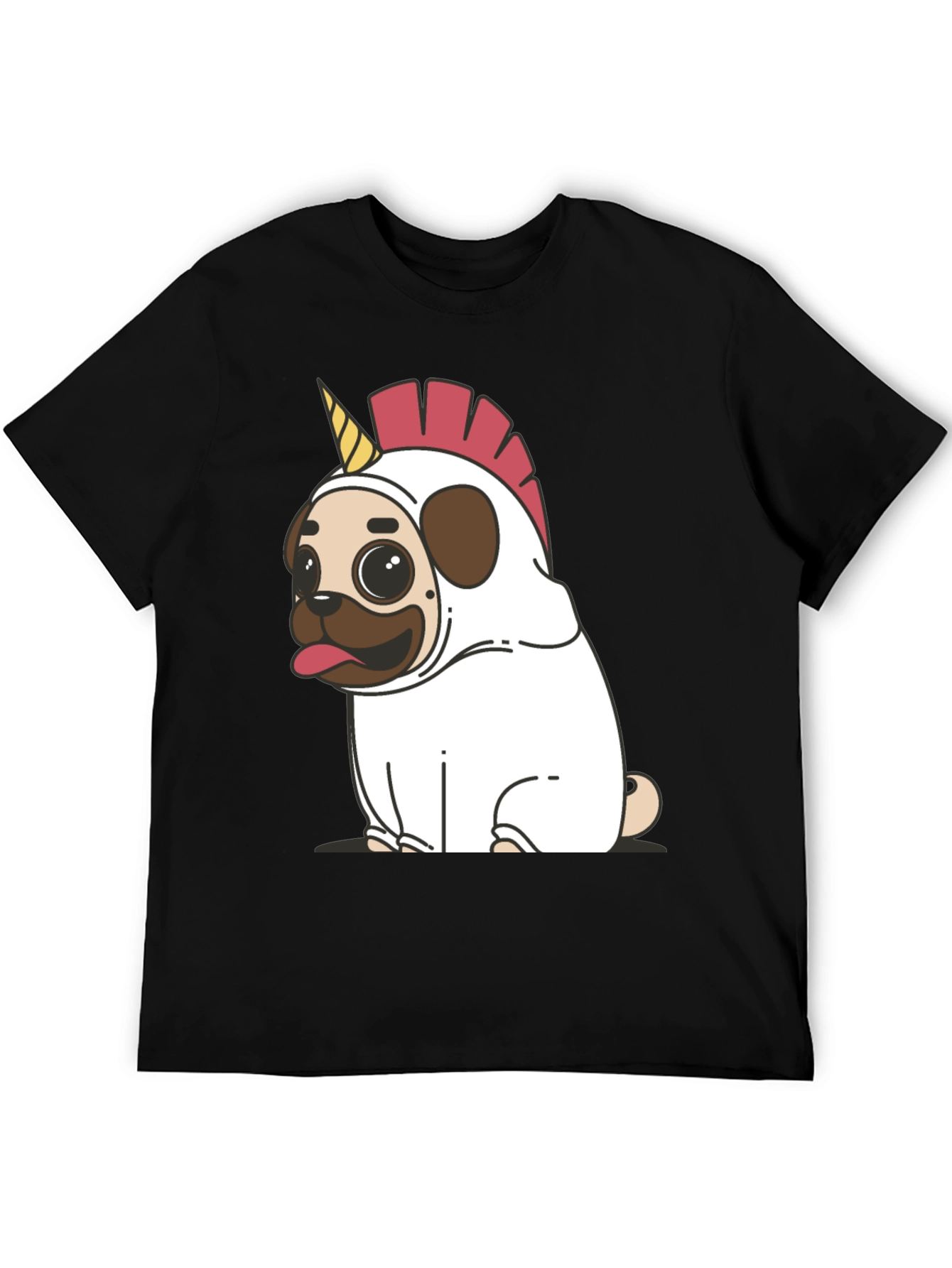 Unicorn Pug Graphic Tee - Black