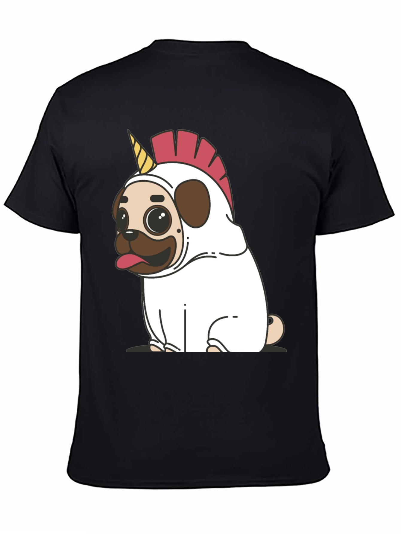 Unicorn Pug Graphic Tee - Black