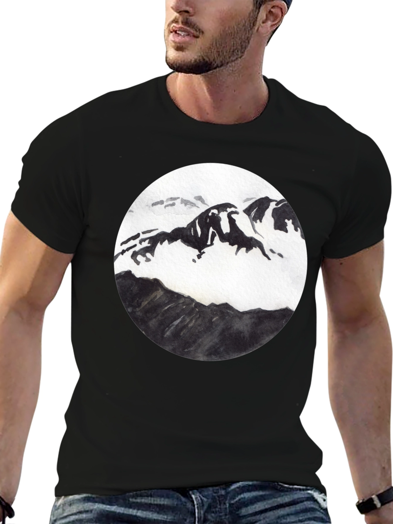 Mountain Graphic Tee - Black Cotton Blend