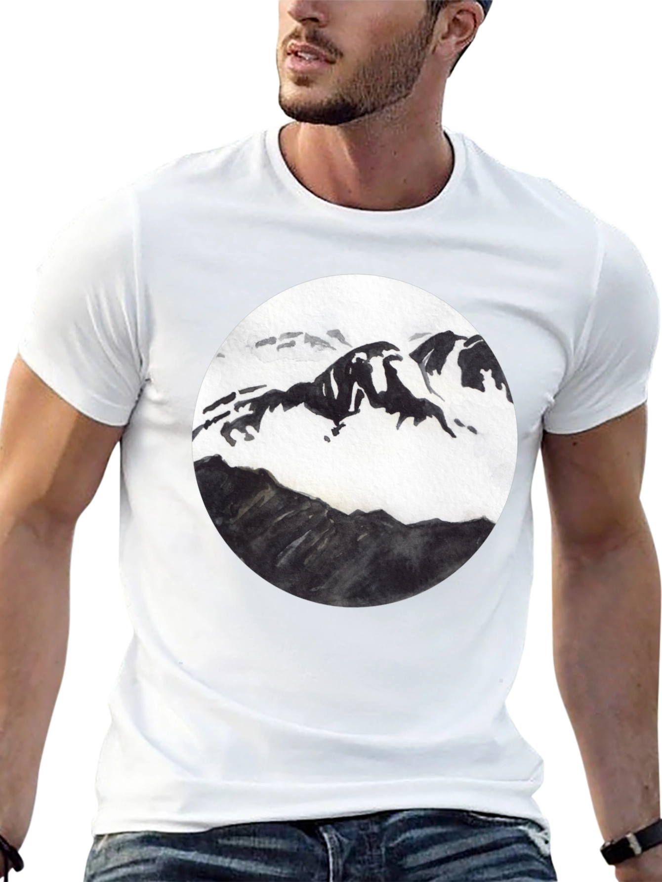 Mountain Graphic Tee - Black Cotton Blend