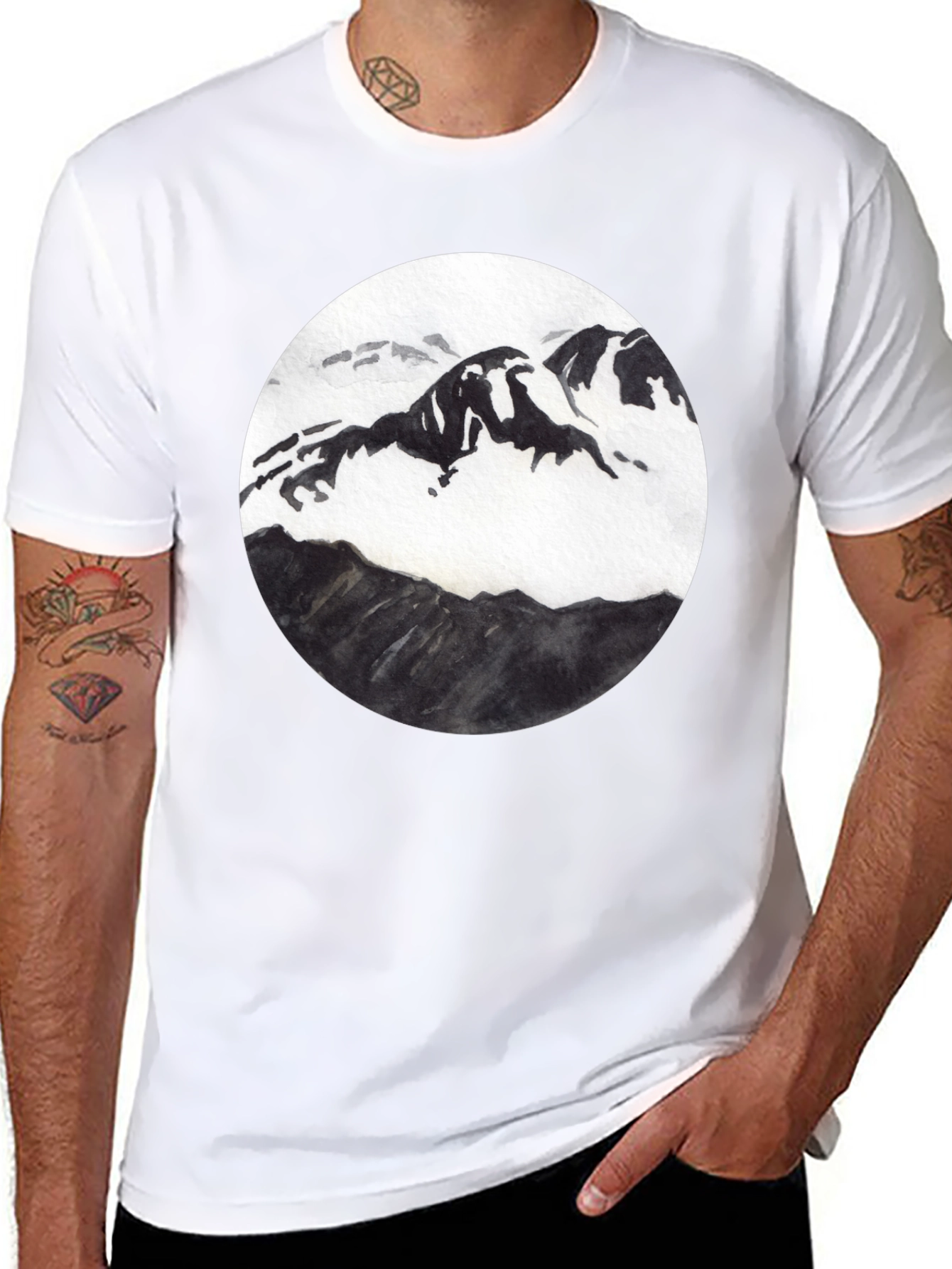 Mountain Graphic Tee - Black Cotton Blend
