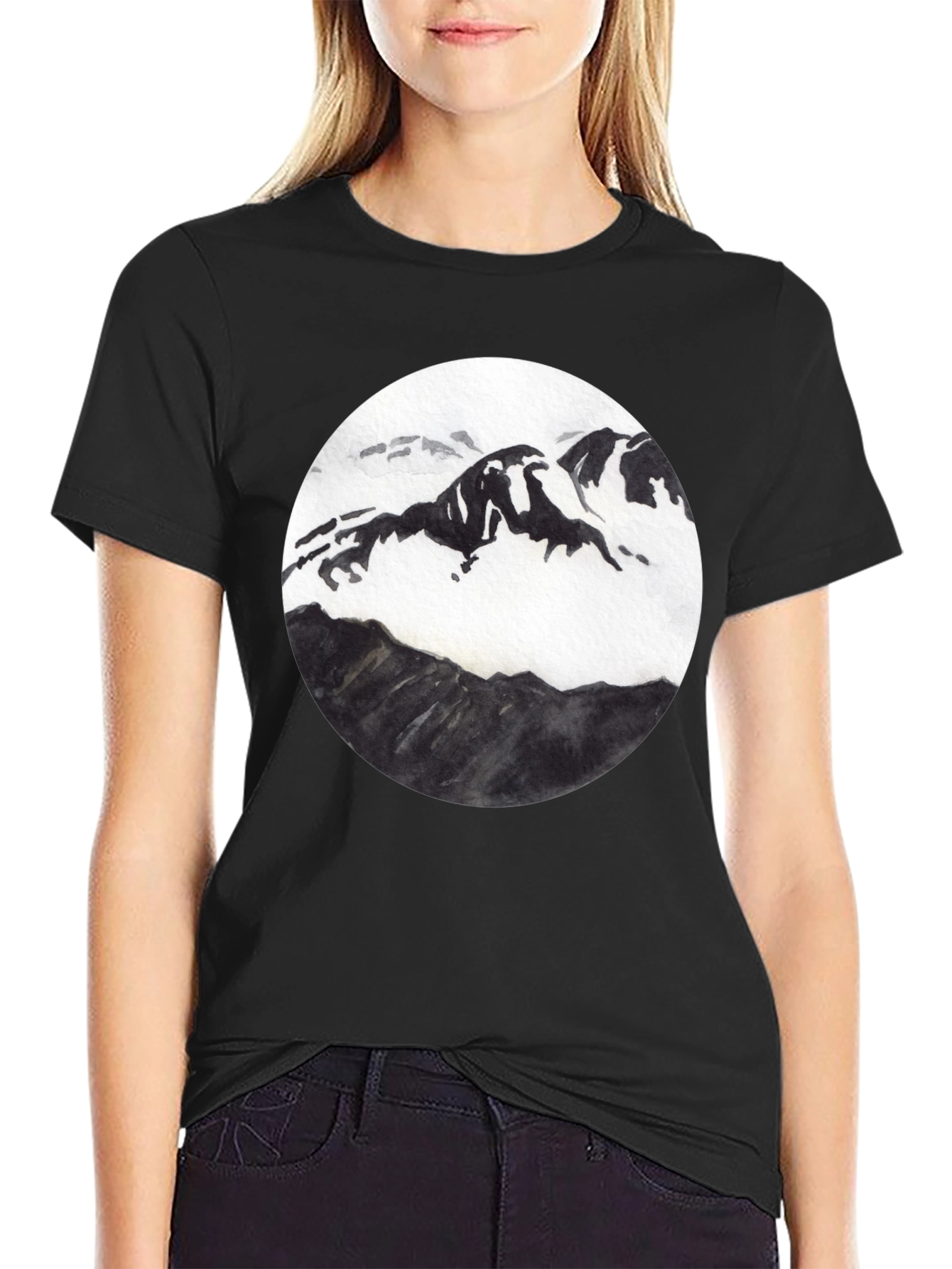 Mountain Graphic Tee - Black Cotton Blend