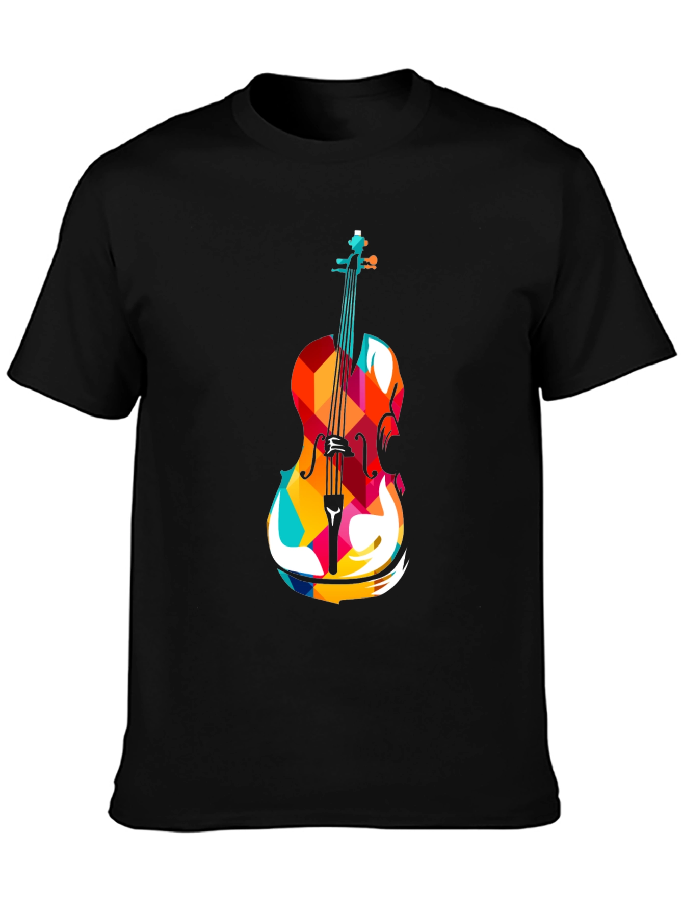 Abstract Cello Graphic Tee - Black