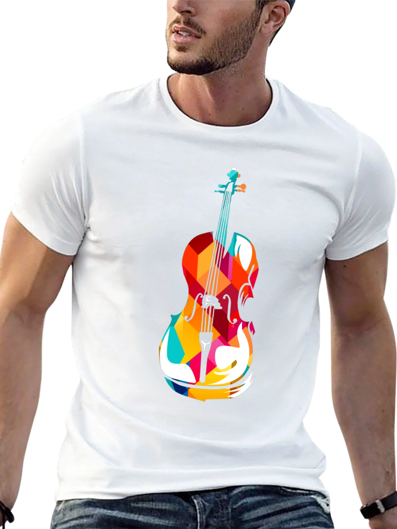 Abstract Cello Graphic Tee - Black