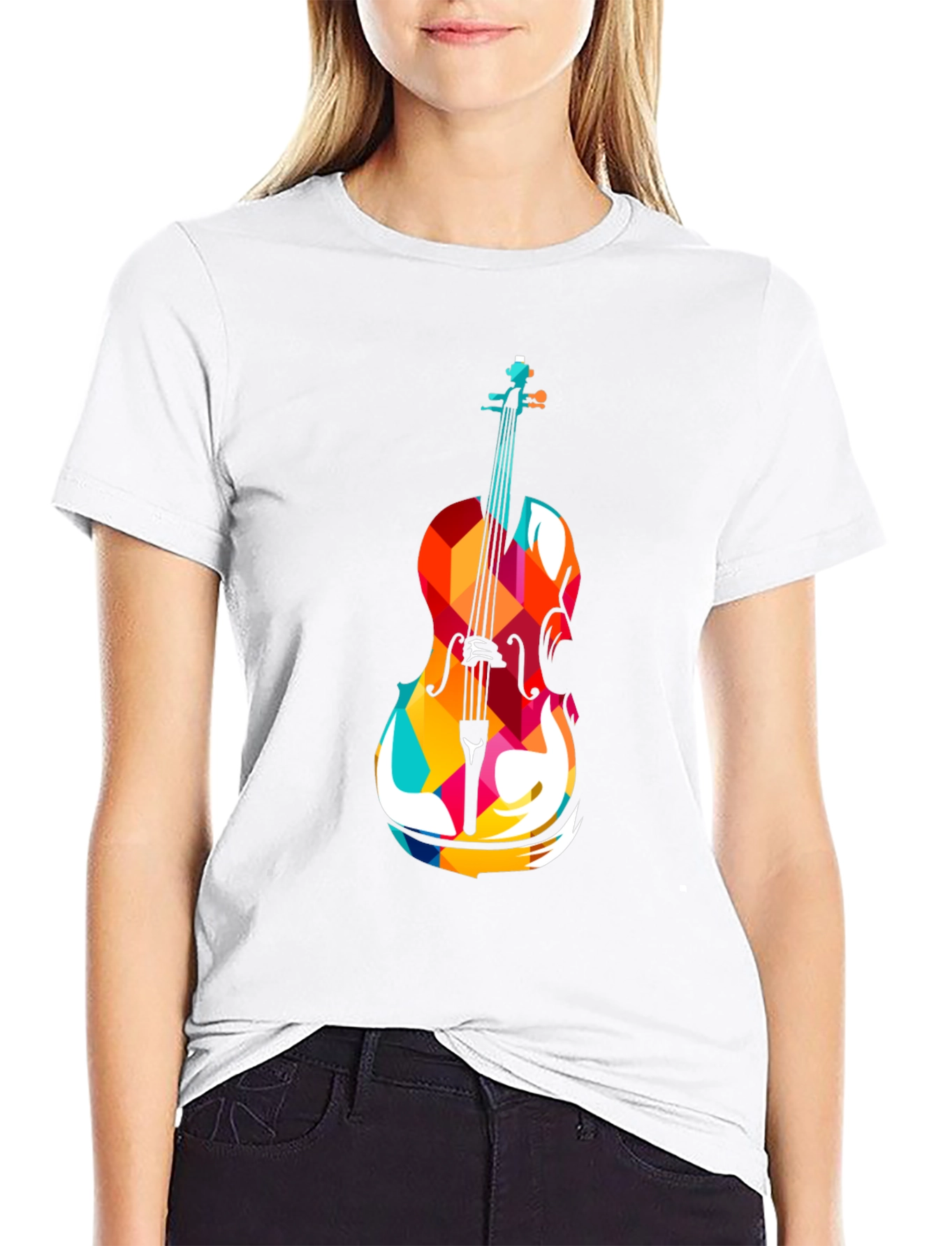 Abstract Cello Graphic Tee - Black