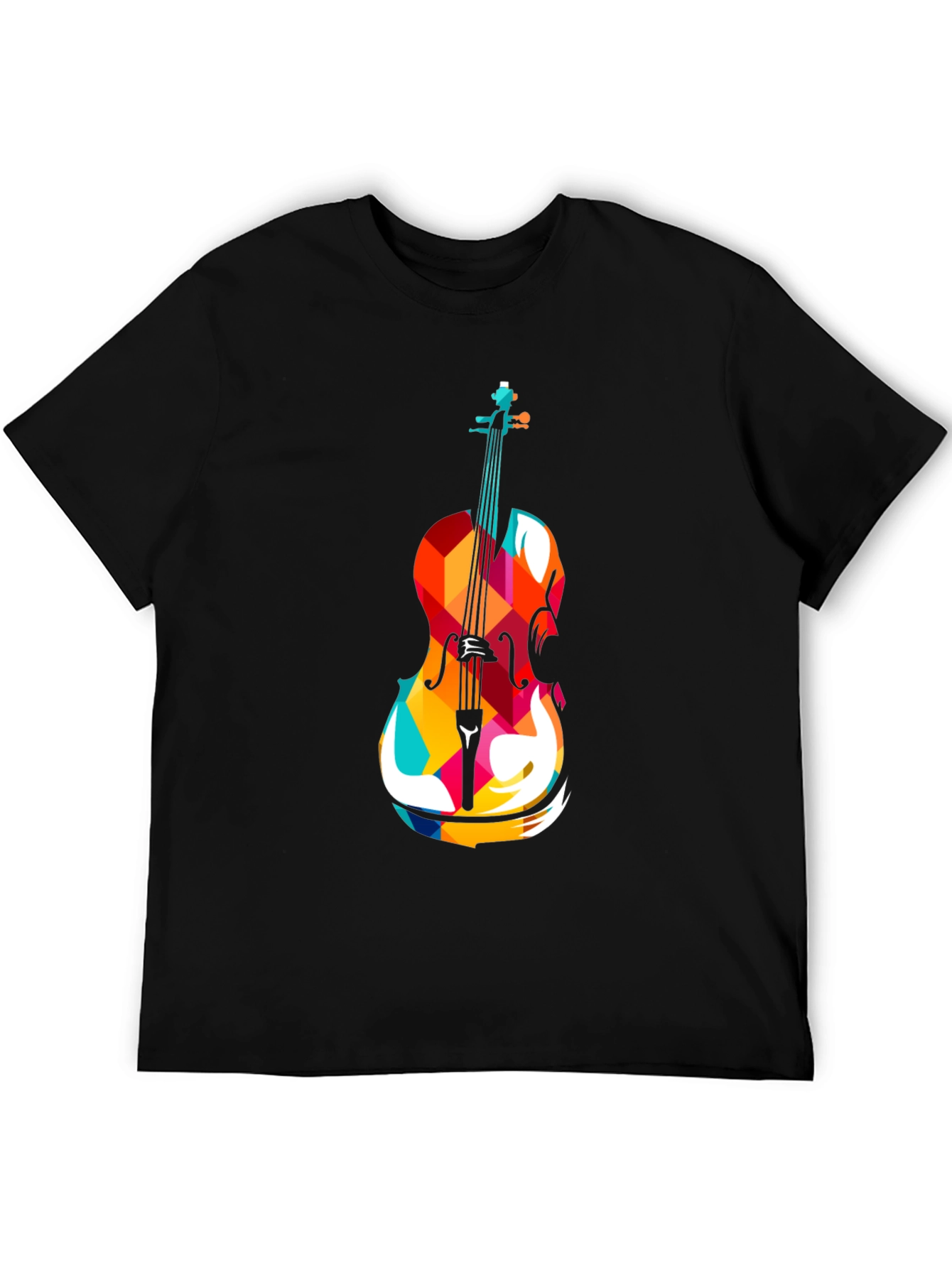 Abstract Cello Graphic Tee - Black
