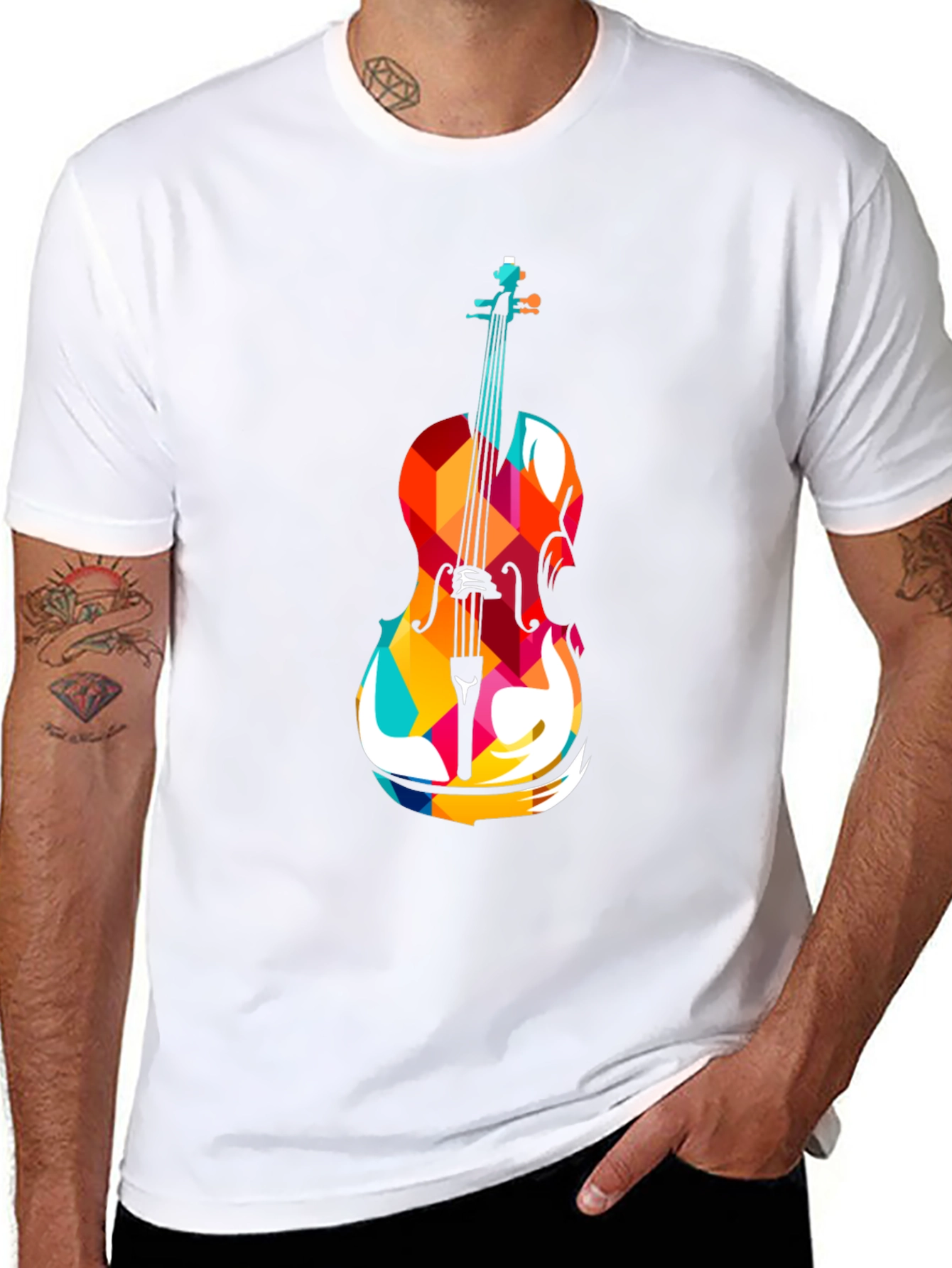 Abstract Cello Graphic Tee - Black