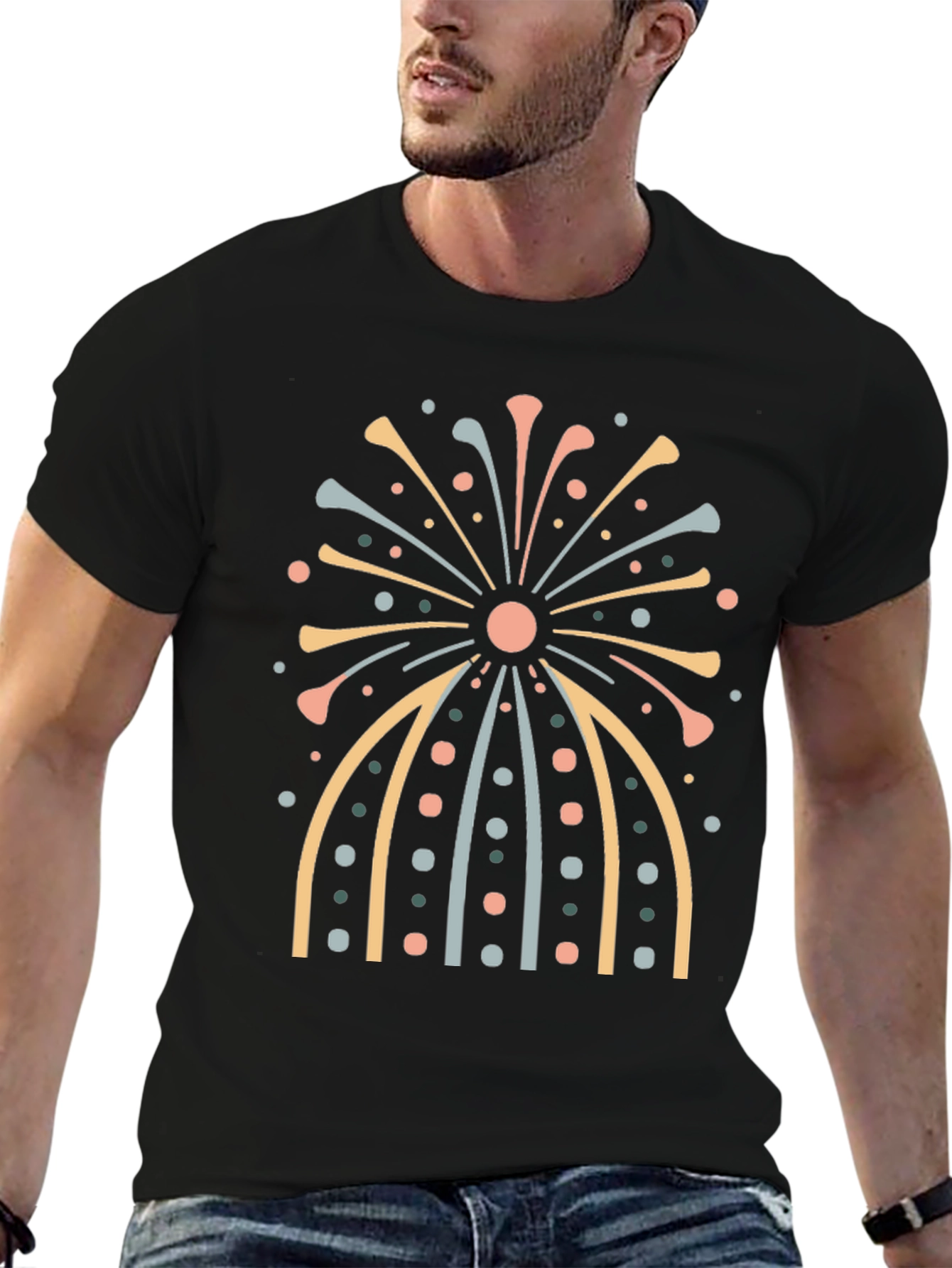 Retro Fireworks Graphic Tee - Stylish Comfort