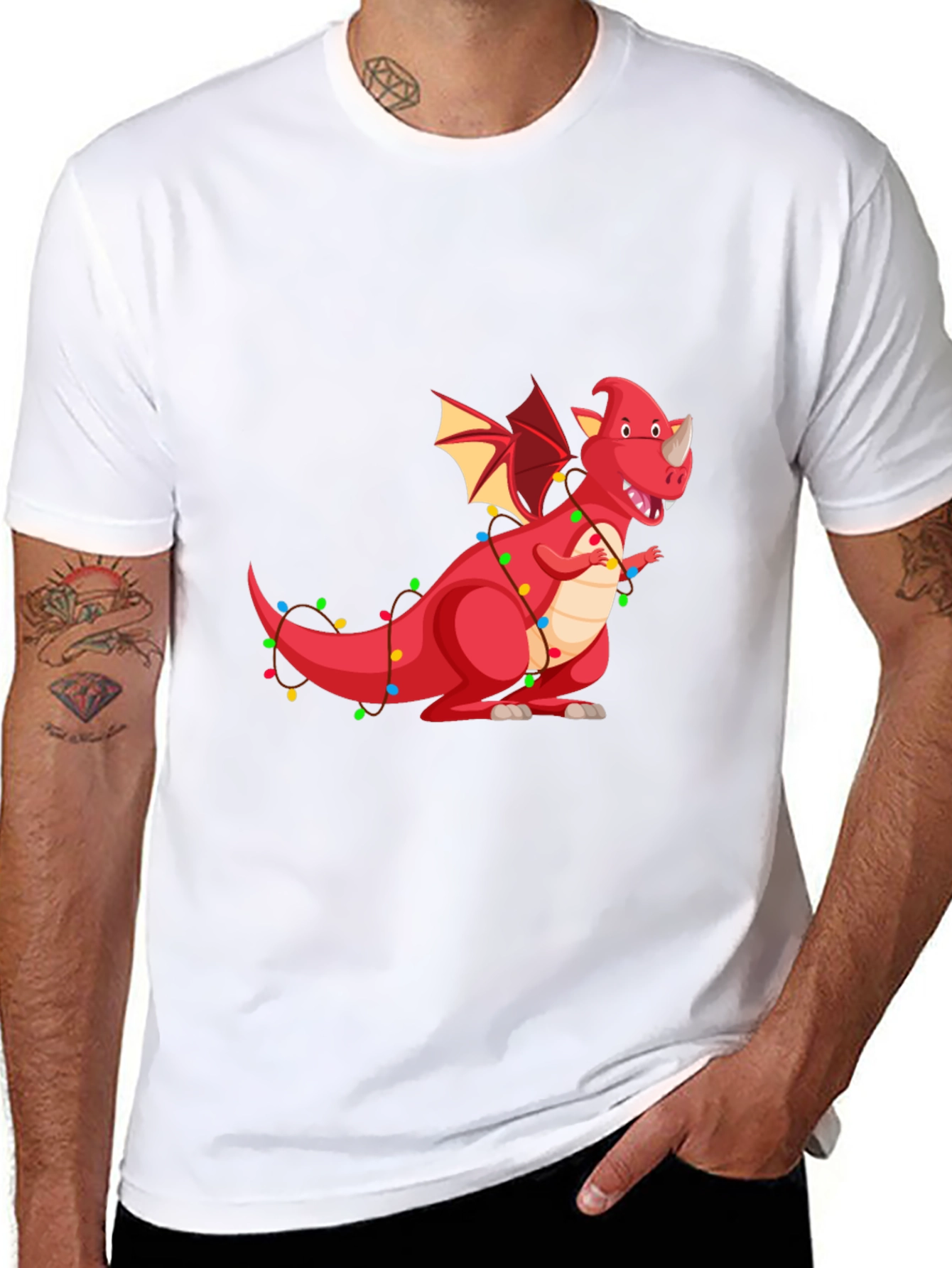 Festive Dragon Graphic T-Shirt - Holiday Fun