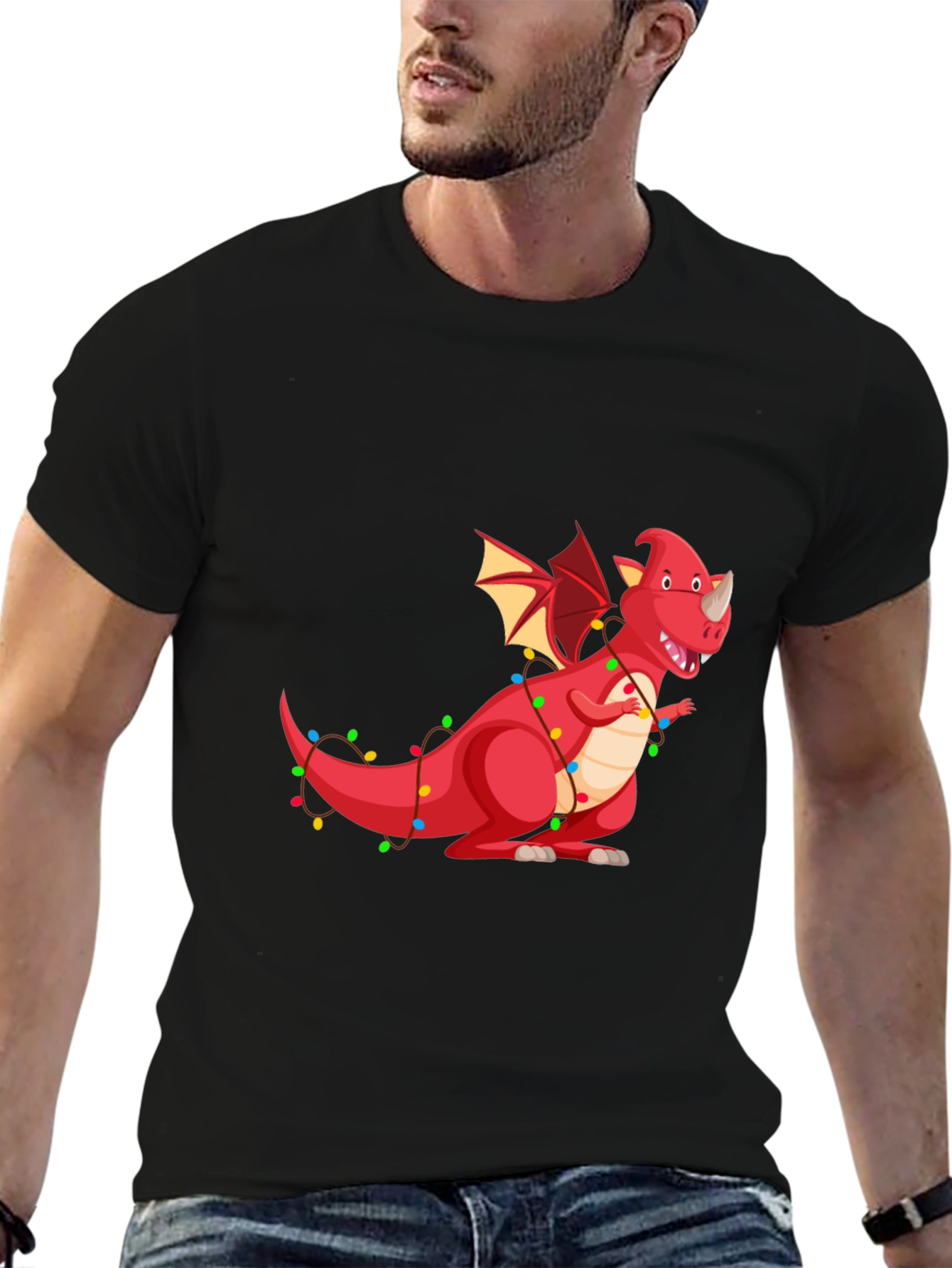 Festive Dragon Graphic T-Shirt - Holiday Fun