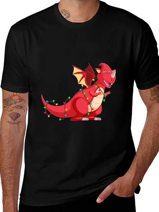 Festive Dragon Graphic T-Shirt - Holiday Fun