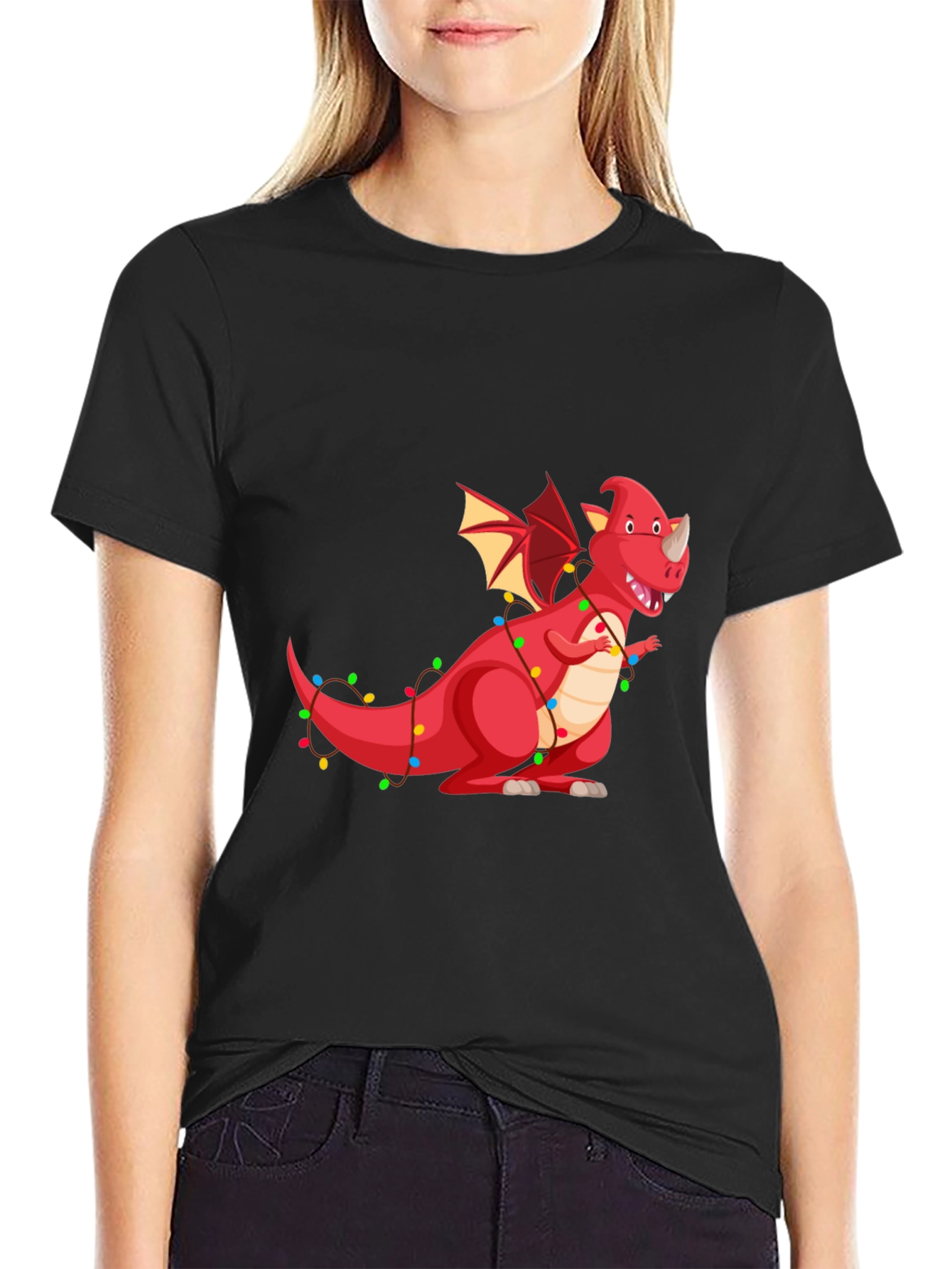 Festive Dragon Graphic T-Shirt - Holiday Fun