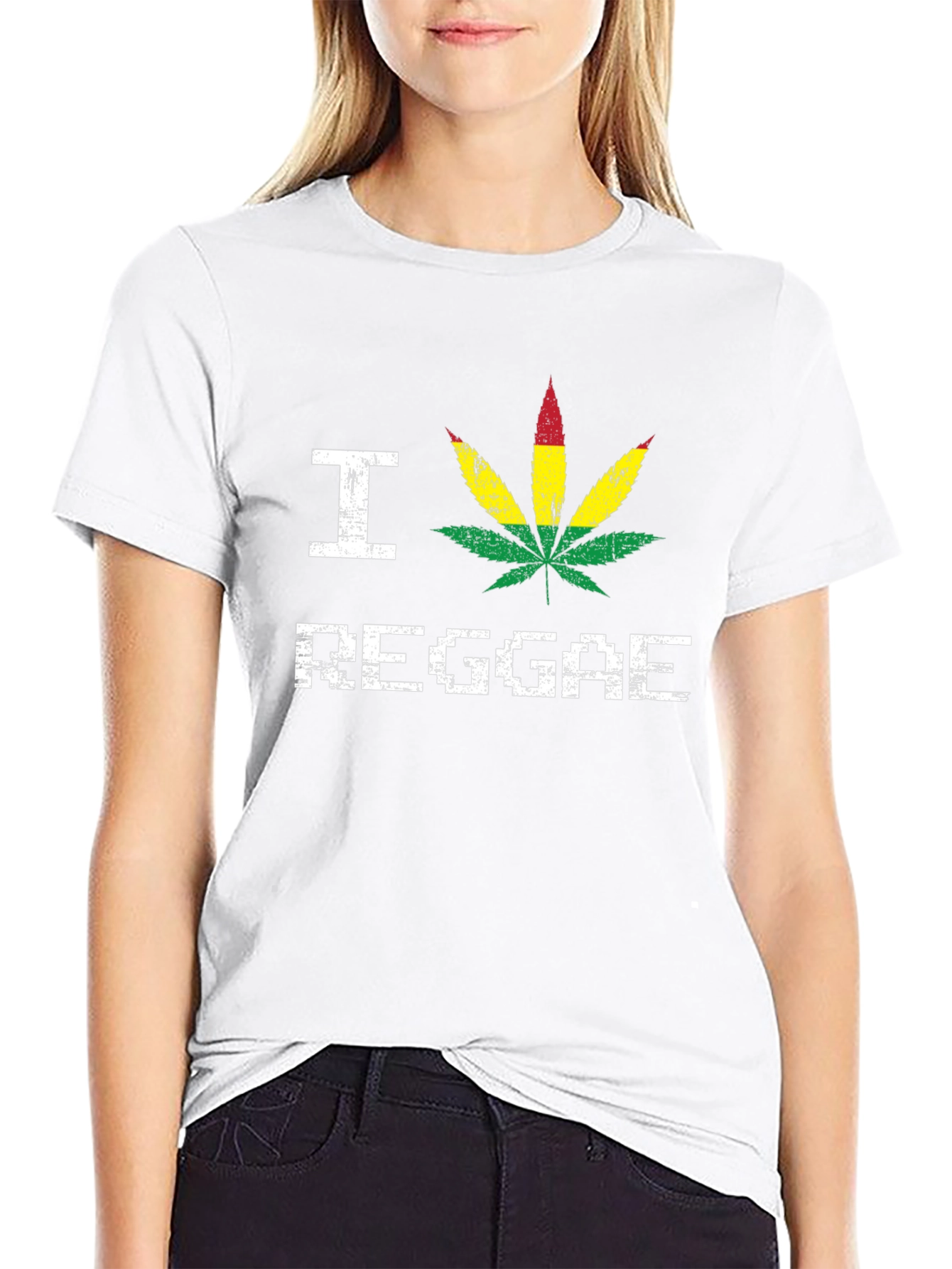 I Love Reggae T-Shirt - Rasta Leaf Design