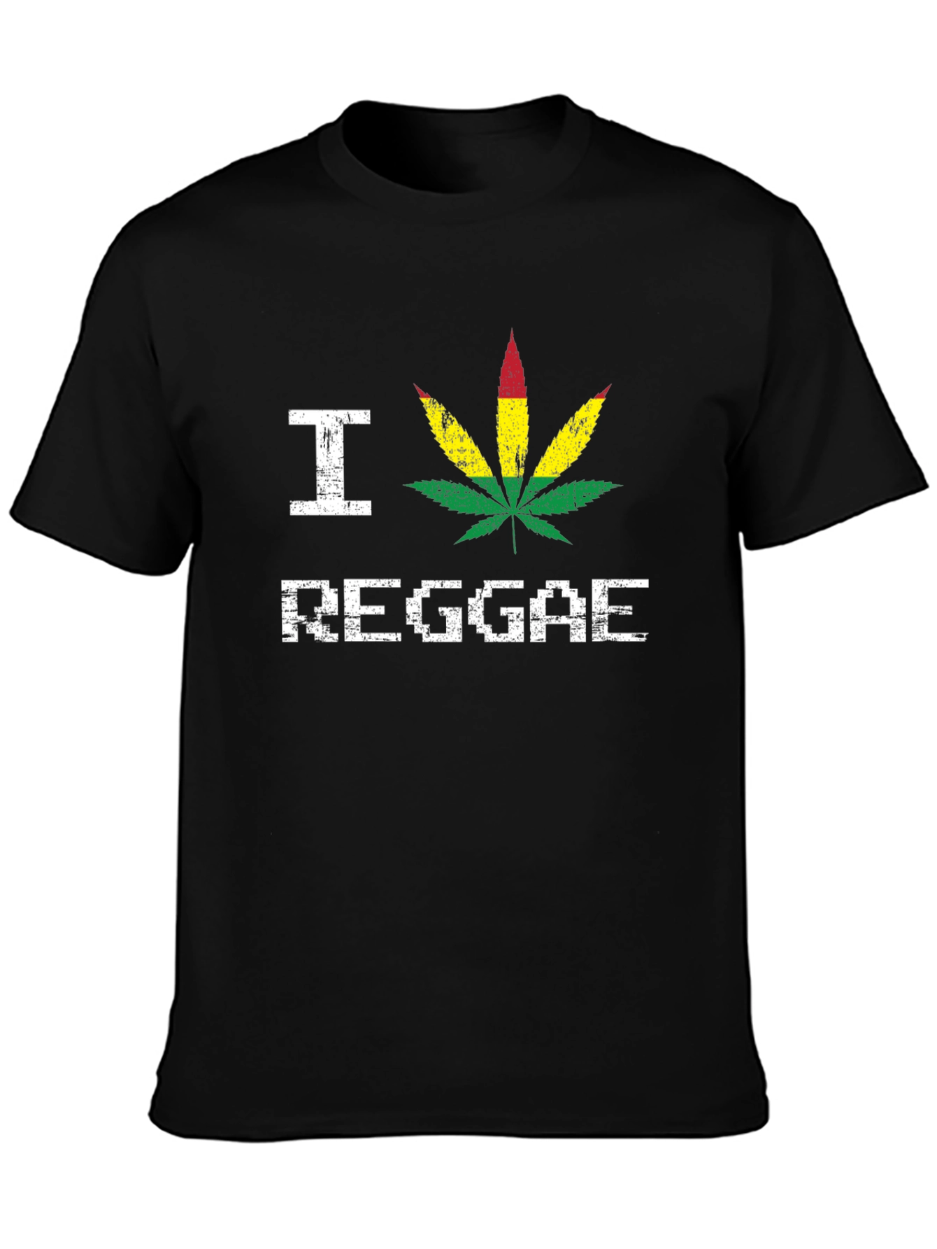 I Love Reggae T-Shirt - Rasta Leaf Design