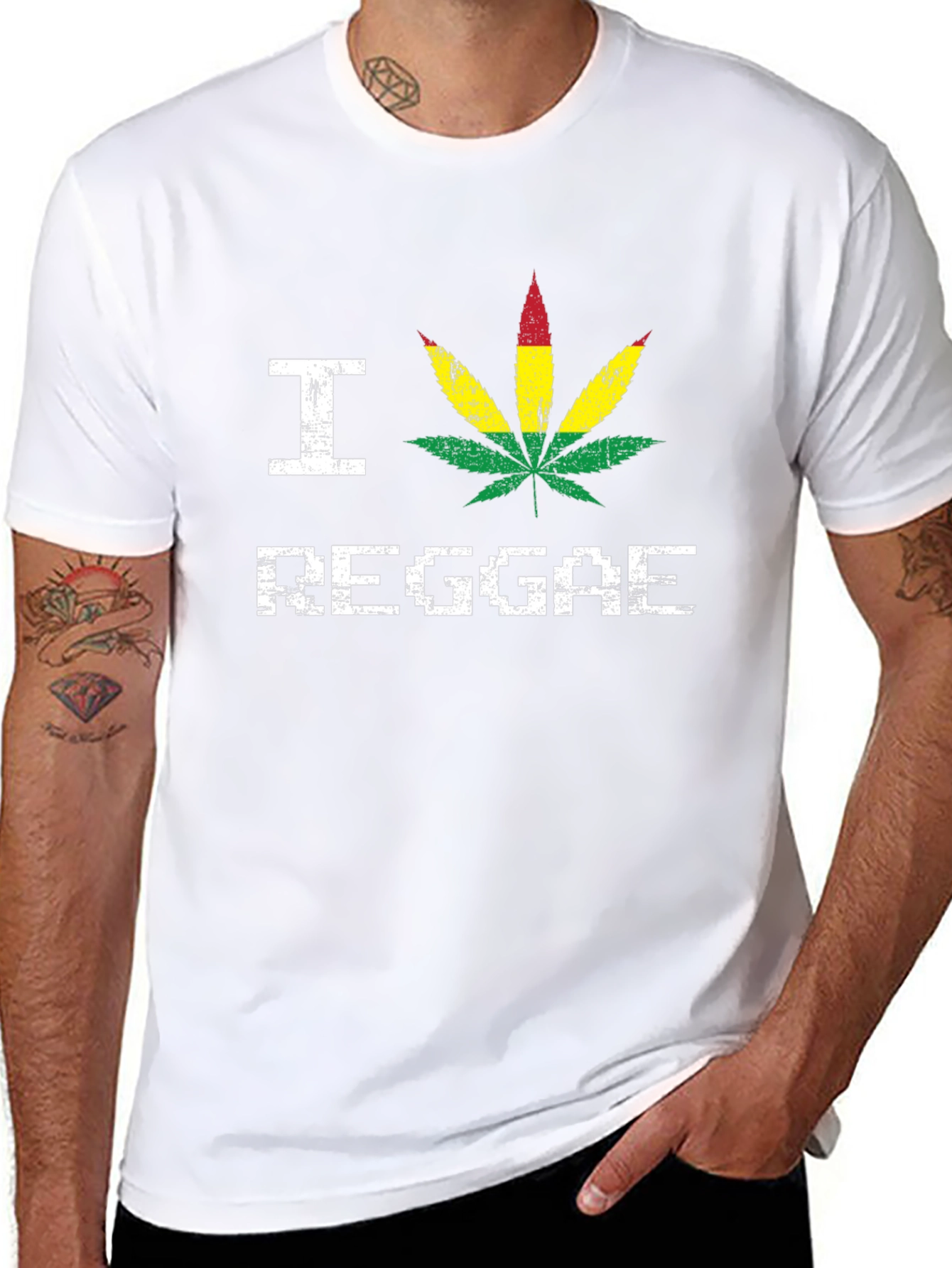 I Love Reggae T-Shirt - Rasta Leaf Design
