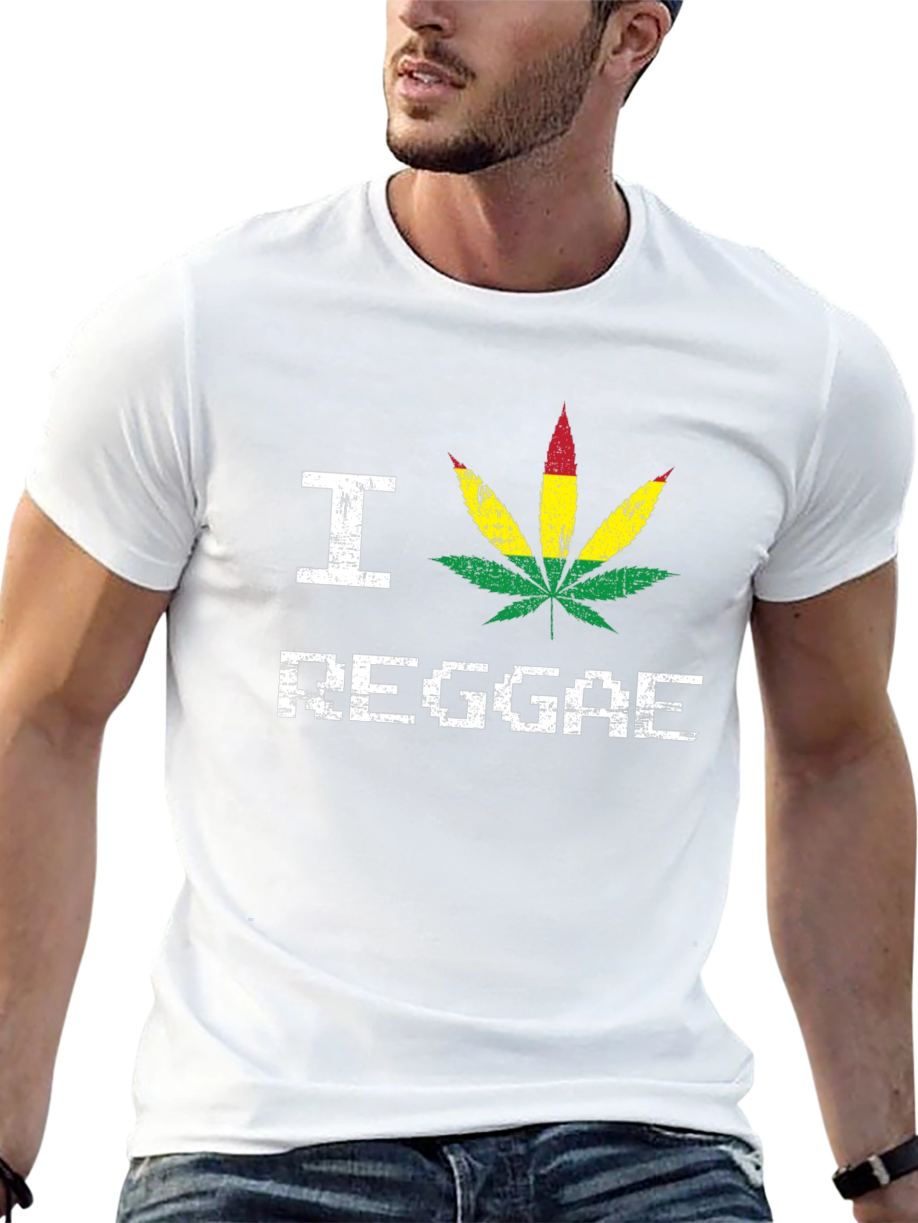 I Love Reggae T-Shirt - Rasta Leaf Design