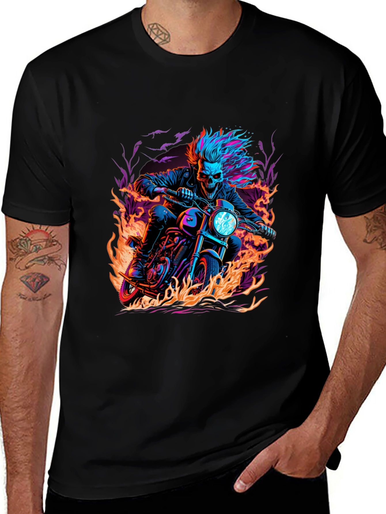 Skull Rider Graphic Tee - Mens Black T-Shirt