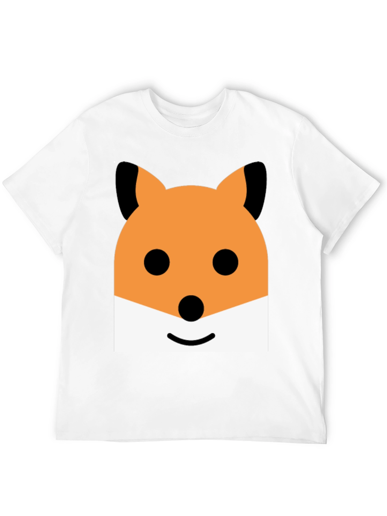 Cute Cartoon Fox Face Graphic Black T-Shirt
