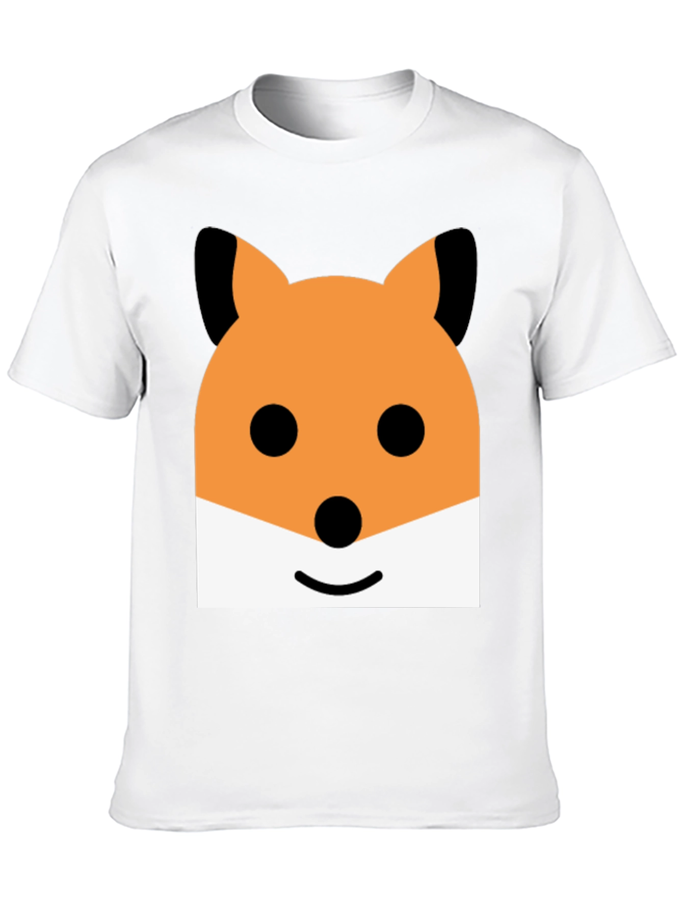 Cute Cartoon Fox Face Graphic Black T-Shirt