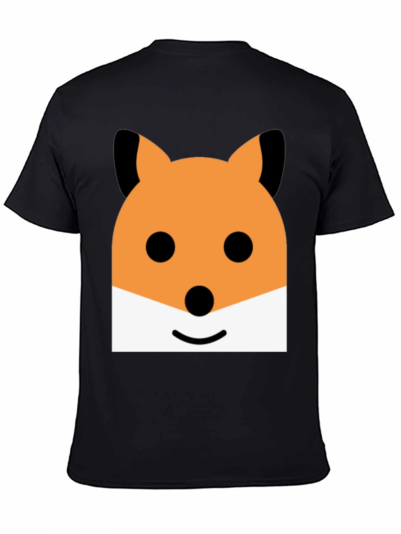 Cute Cartoon Fox Face Graphic Black T-Shirt